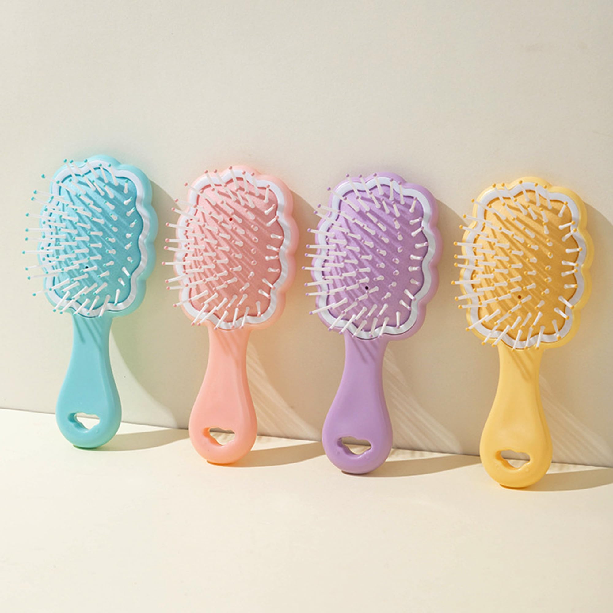 Mini Wet Hair Brush & Detangling Comb Set - 2 Piece Cloud Shaped Hairbrush for Women, Girls & Kids - Travel & Shower Use with Air Cushion for Dry/Wet Hair - Gentle Massage & Pain-Free Styling (Pink) - Perfect for Home, Travel & Salon Use