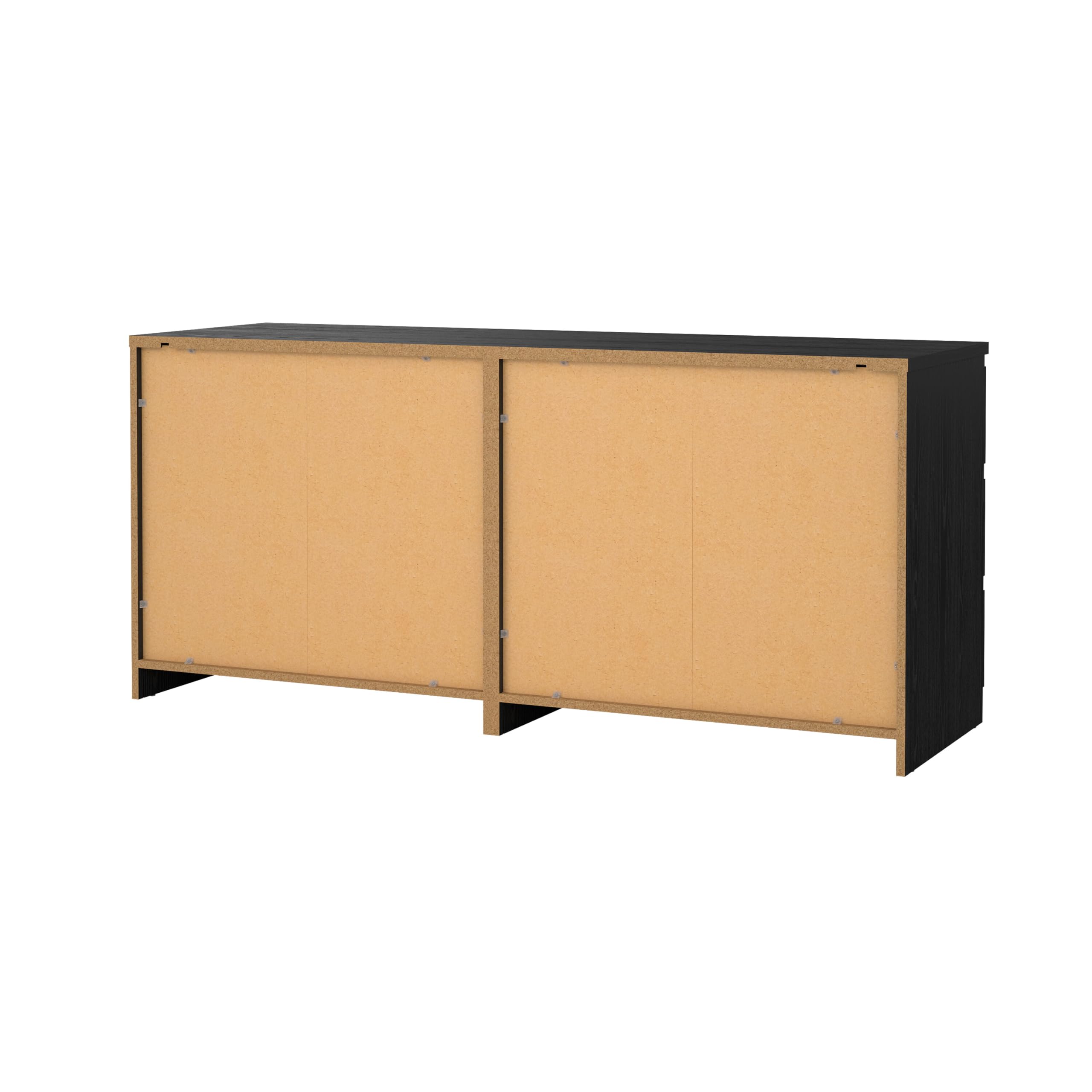 Tvilum 6-Drawer Double Dresser in Black Woodgrain - Modern Bedroom Storage Solution for Clothes & Accessories