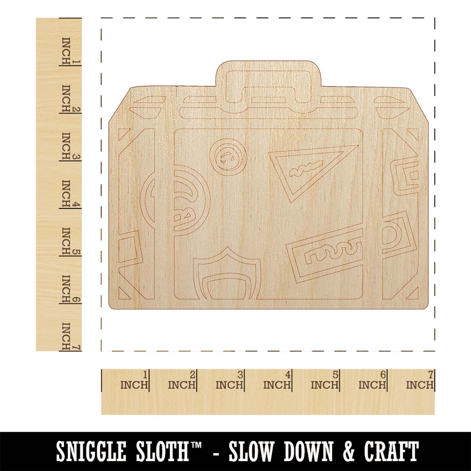 DIY Unfinished Wood Travel Suitcase Cutout - 1/4 Inch Thick, 6.25 Inch Size - Perfect for Destination Stickers & Craft Projects - Great for Scrapbooking, Home Decor, and Gift Making