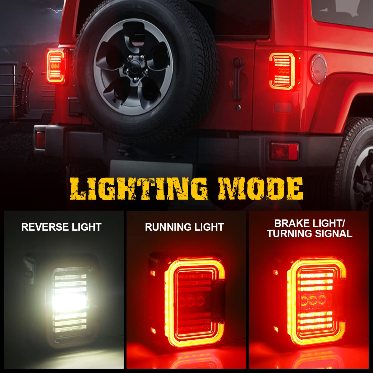 AUDEXEN LED Tail Lights for Jeep Wrangler JK JKU 2007-2018 - C-Shaped Clear Lens Design, 20W Reverse Lights, Built-in EMC, DOT Compliant (2-Piece Set) - Perfect for Off-Roading, Night Driving & Jeep Customization