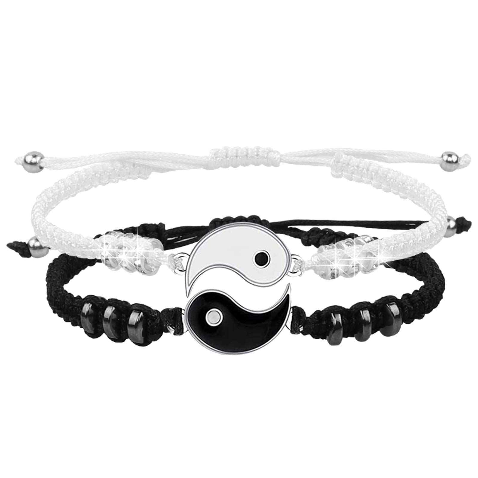 Best Friend Bracelets for 2 - Matching BFF Bracelets Set, Yin Yang Friendship Bracelets for Men & Women - Perfect for Anniversaries, Birthdays and Couple Gifts
