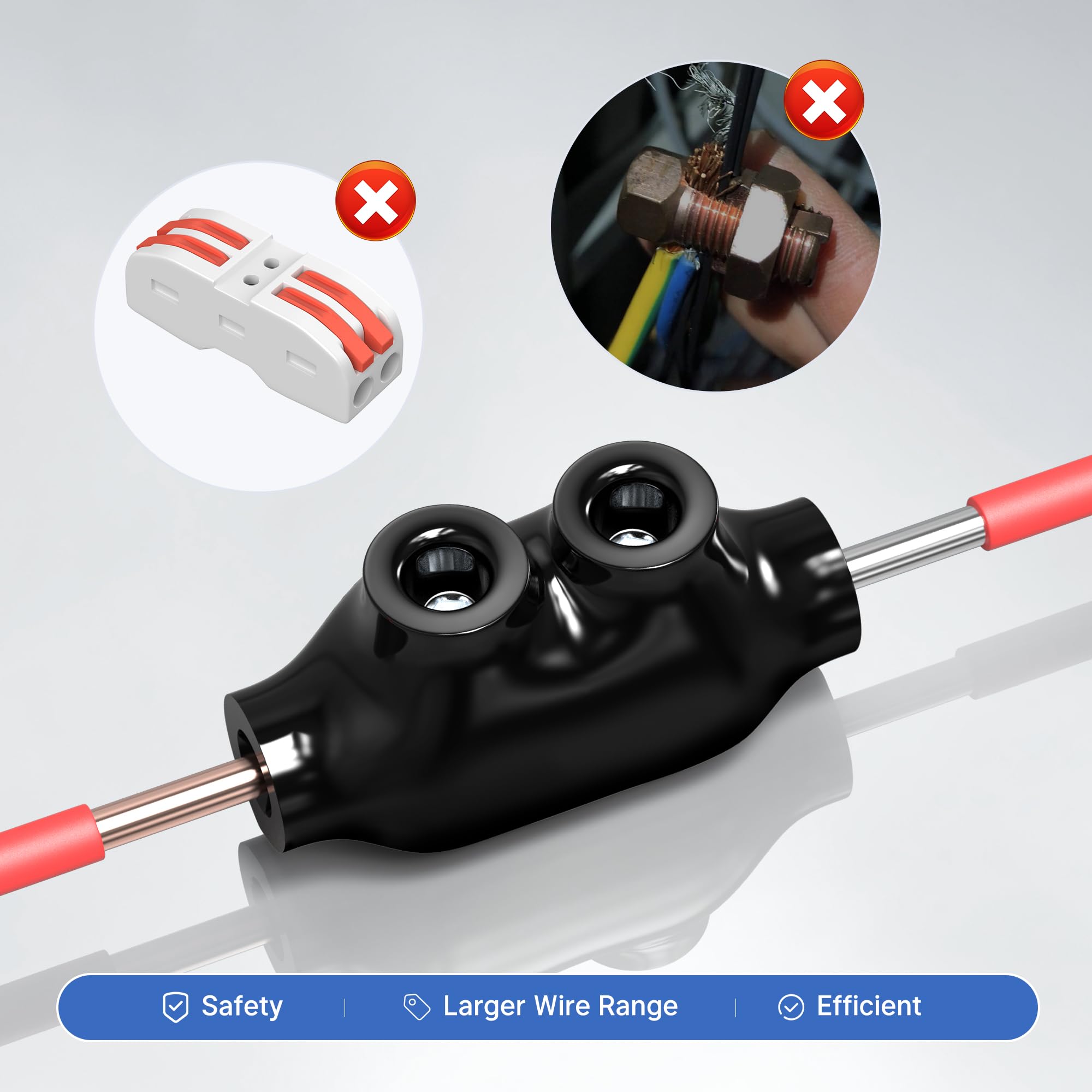 6 Pack 2 Port Insulated Multi Connectors - Aluminum to Copper Wire Connectors with Slotted Allen Hex Splice (2-14AWG & 4-14AWG Wire Range) - Ideal for Electrical Wiring, Automotive Repairs, and DIY Home Projects