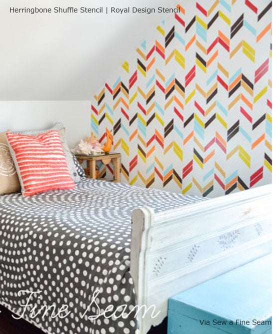 Herringbone Pattern Wall Stencil - DIY Home Decor for Creative Wall Painting & Accent Walls - Perfect for Living Rooms, Bedrooms & Nursery