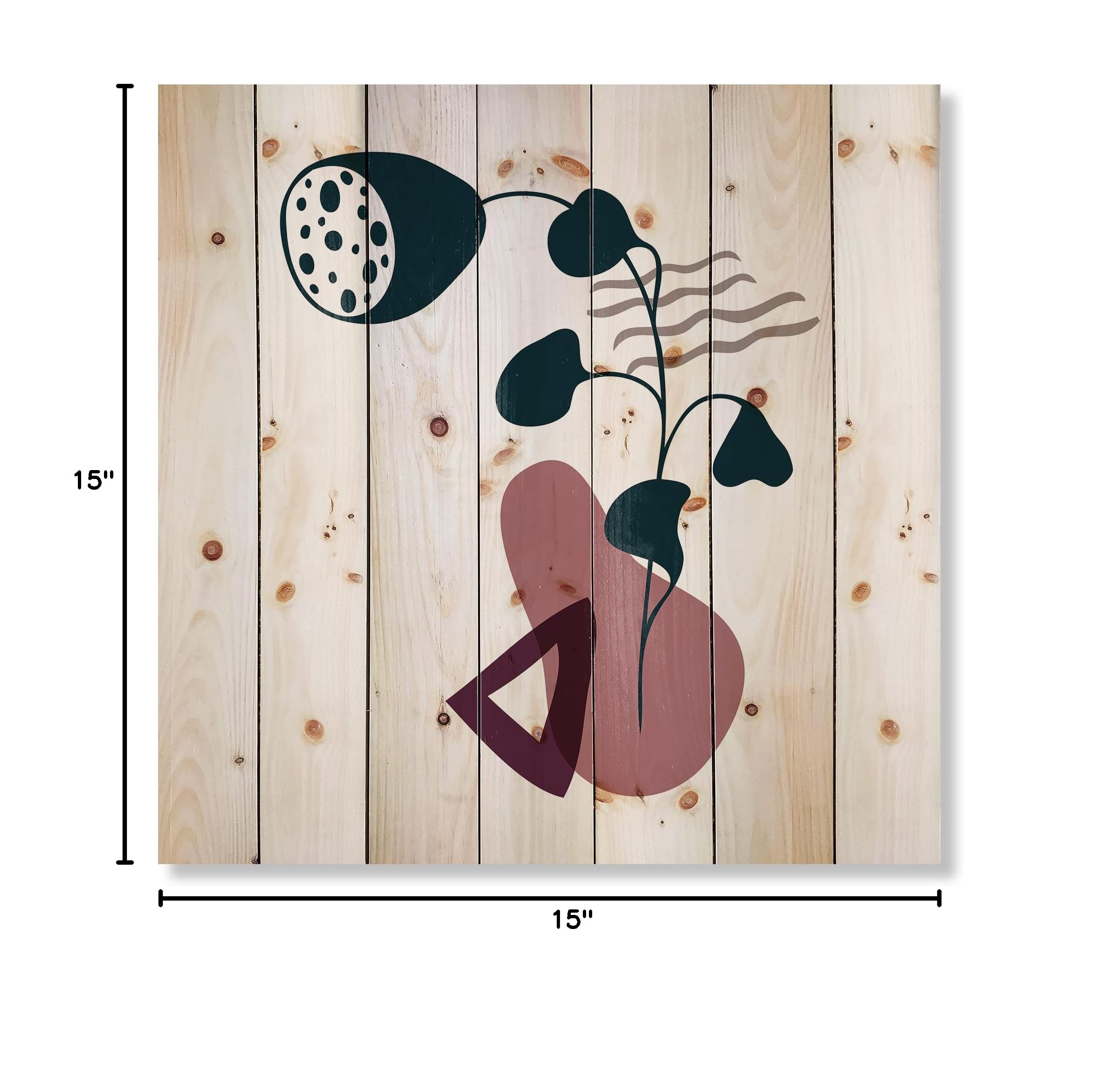 Modern Floral Wood Wall Art - Pink Abstract Pine Decor for Living Room