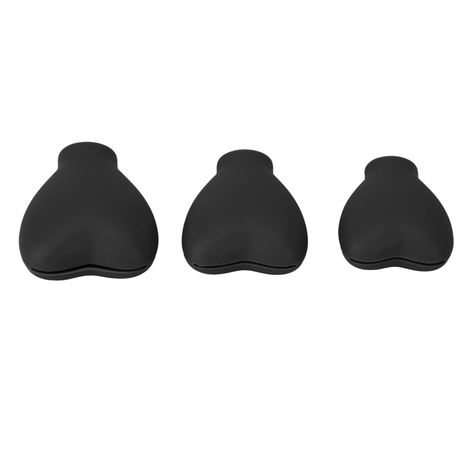EXCLUZO Heart-Shaped Silicone Makeup Brush Cover Set - 3 Pack Soft Portable Brush Protectors for Travel & Home Storage (Black) | Perfect for Organizing Brushes in Makeup Bags, Suitcases & Vanity Drawers