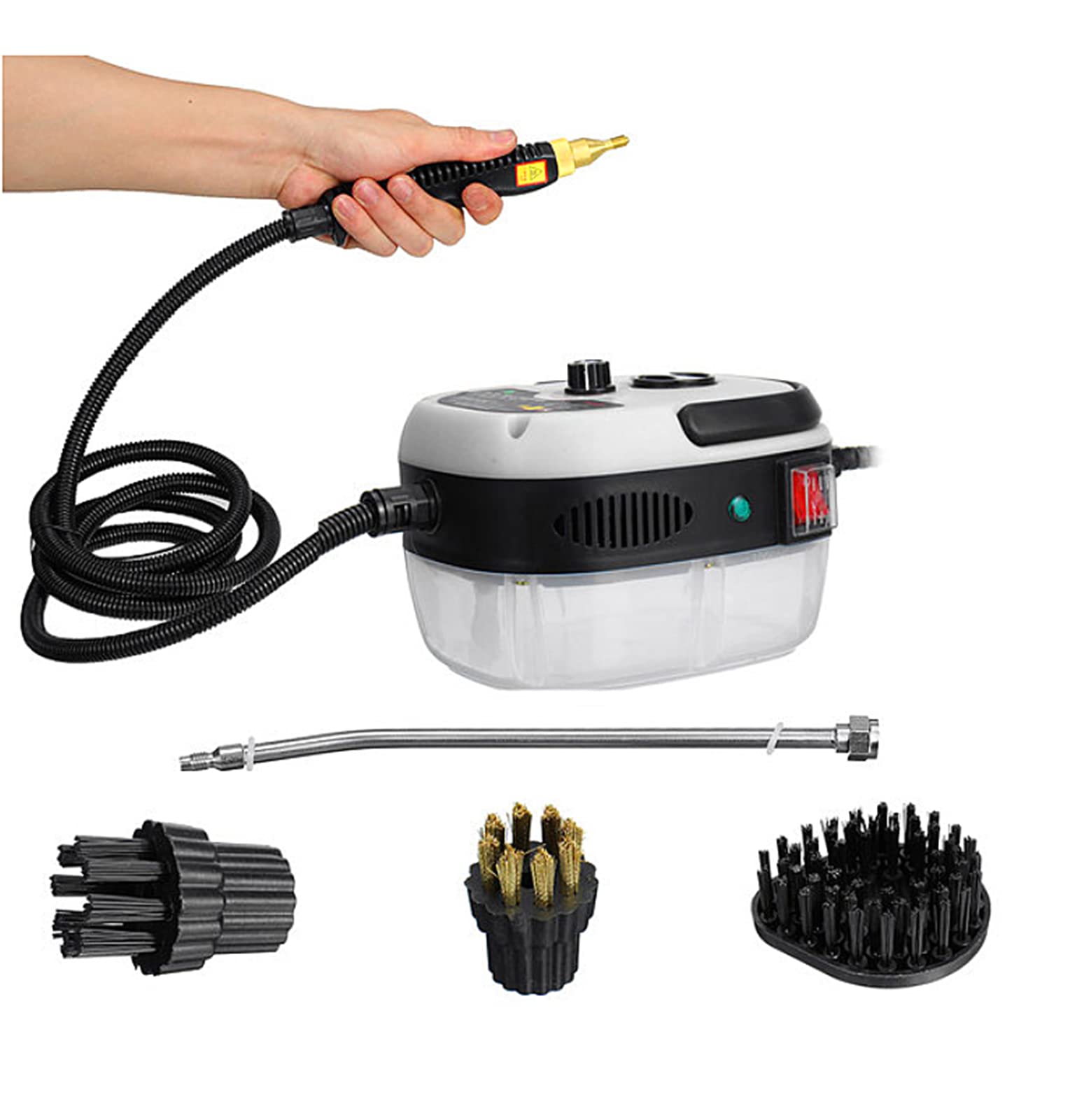 2500W High Pressure Electric Steam Cleaner - Heavy Duty, Acid-Resistant for Deep Cleaning Air Conditioners, Kitchen Hoods & More - Perfect for Home, Commercial & Industrial Use (White)