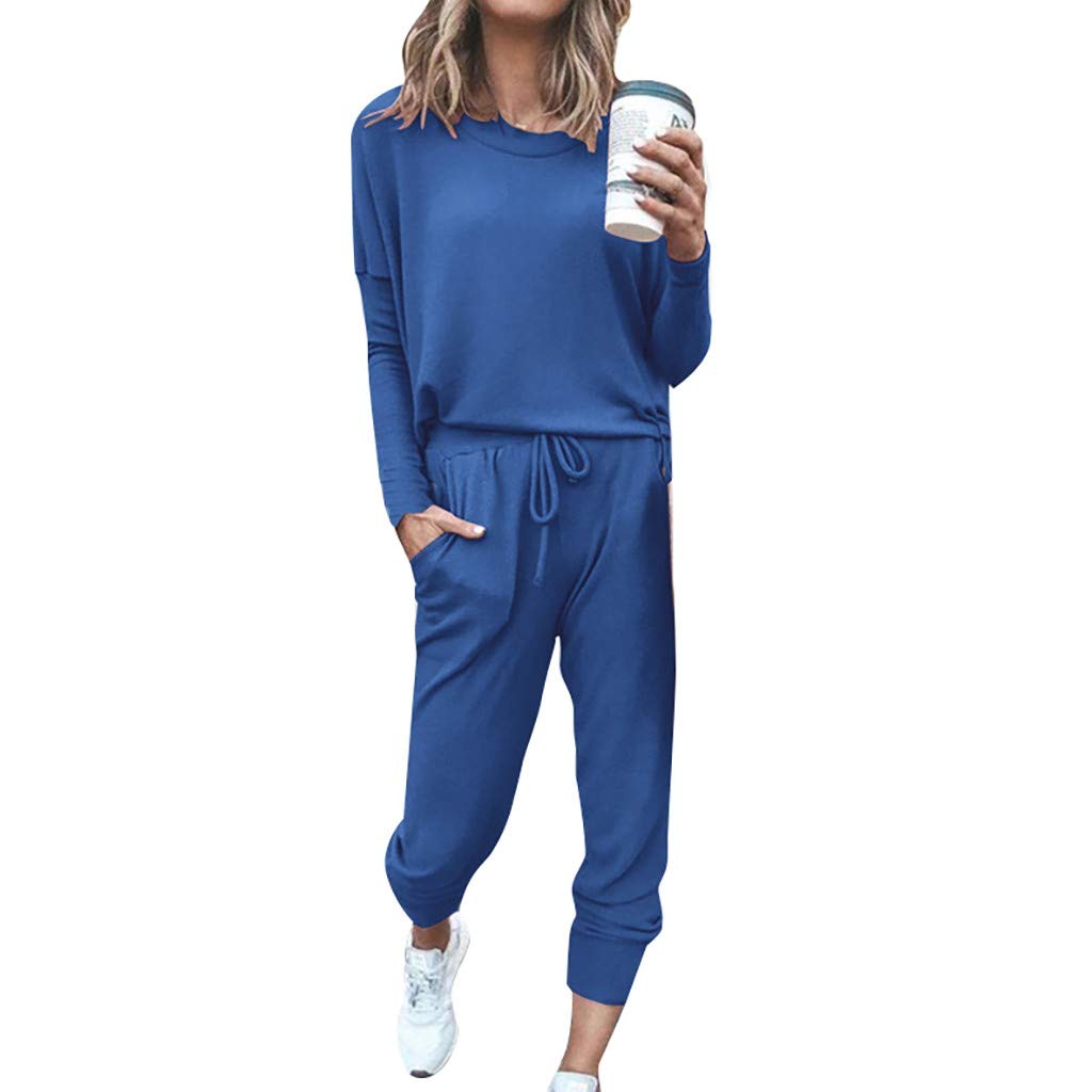 Women's 2-Piece Sweatsuit Set - Long Sleeve Pullover & Drawstring Sweatpants Comfy Loungewear | Perfect for Yoga, Gym, Running & Casual Wear