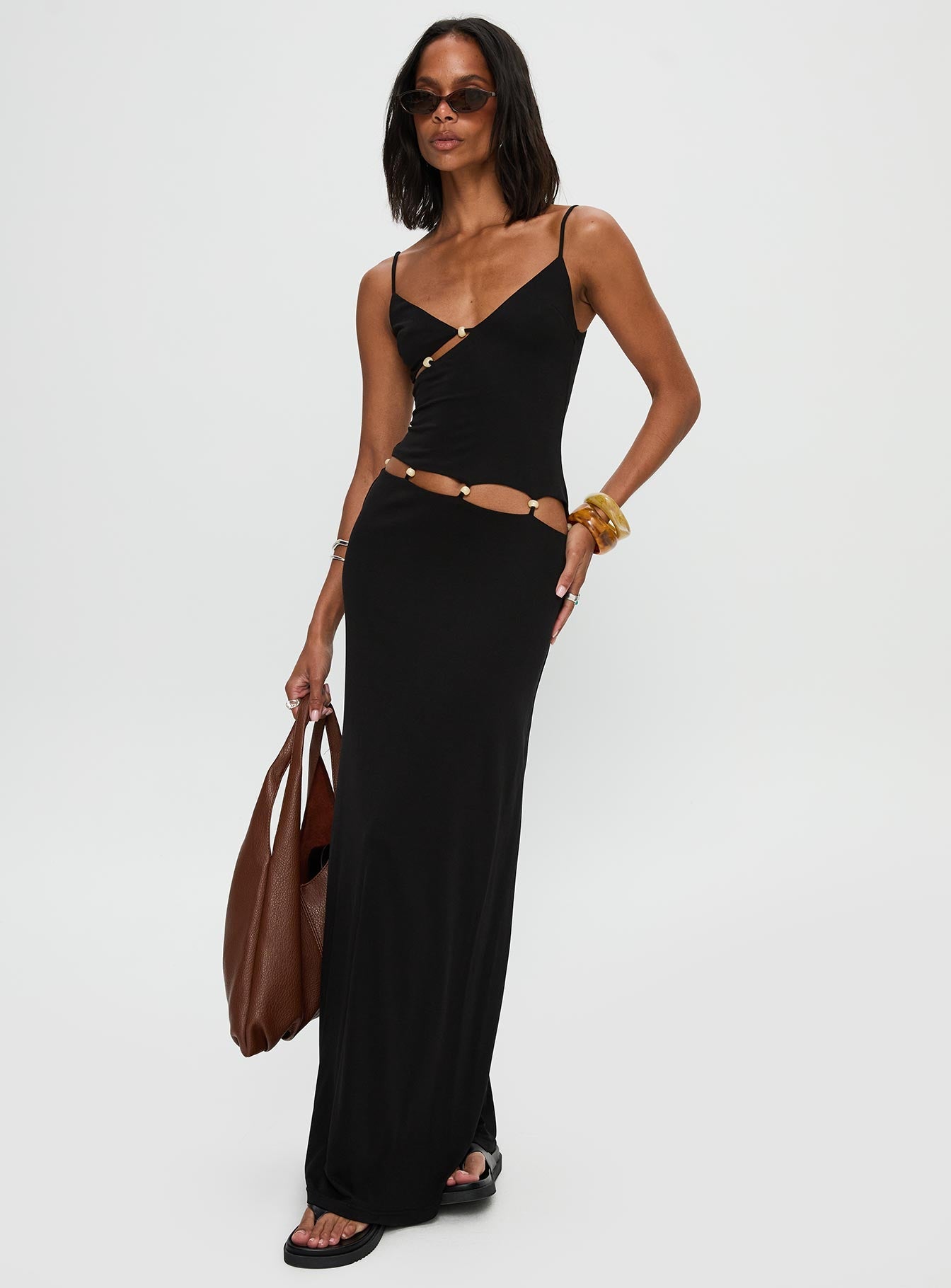 Stylish Allspice Beaded Maxi Dress in Black - Perfect for Summer Vacations, Beach Parties & Evening Events