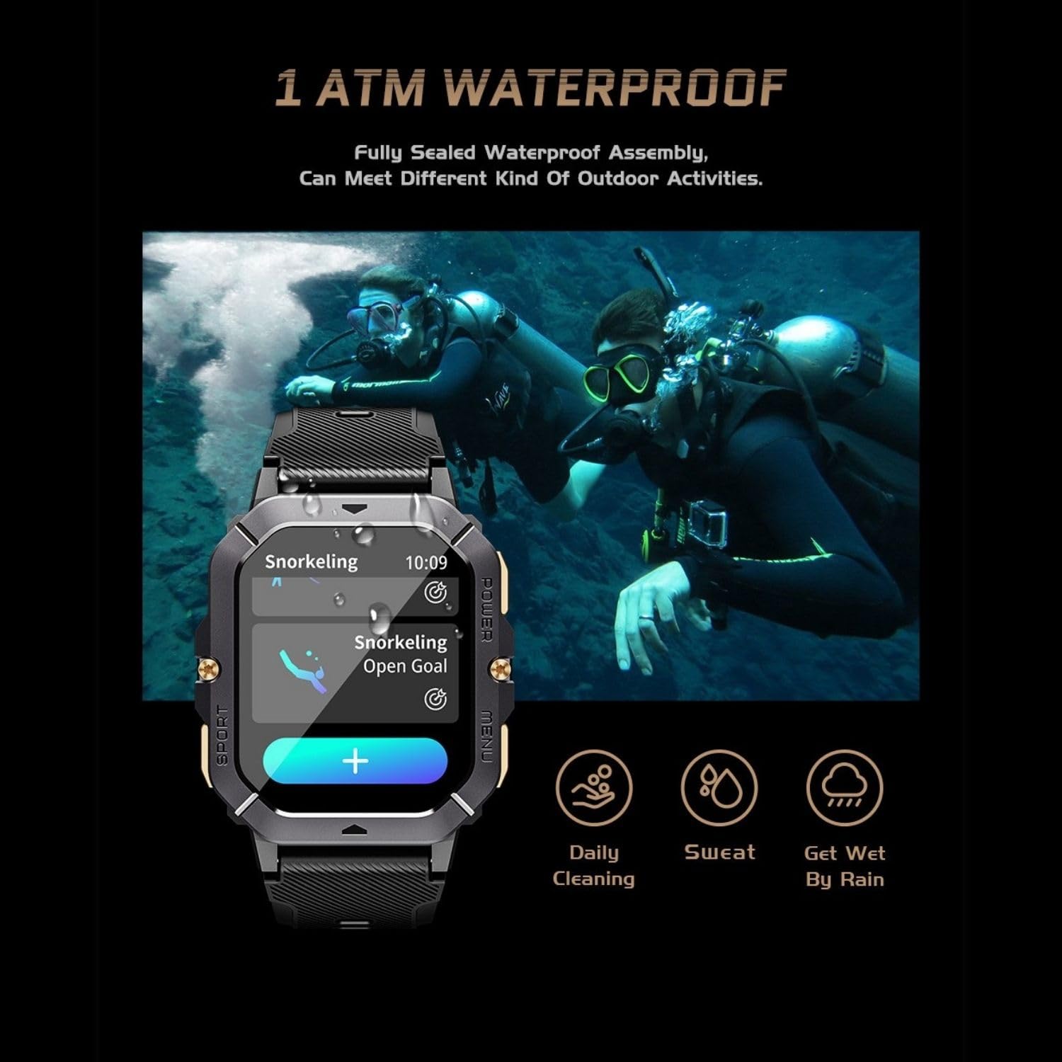 Military Smart Watches for Men - Answer/Make Calls, Fitness Tracker with Blood Pressure, Heart Rate & Sleep Monitor, 100+ Sport Modes, 410mAh Battery, 2.02