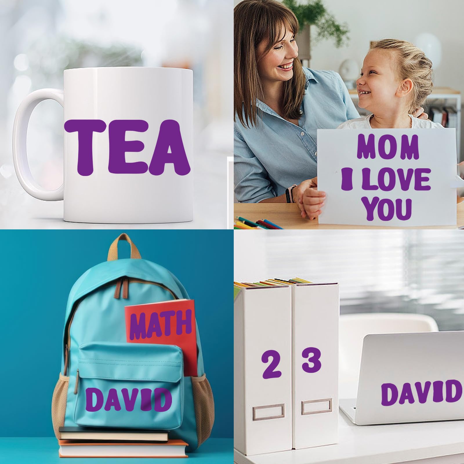Starboling 2 Inch Purple Alphabet Stickers - 16 Sheets Self-Adhesive Vinyl Letter Stickers for Mailbox Numbers, Bulletin Boards, Classroom & Home Decor - Perfect for DIY Projects, Scrapbooking & Organizing