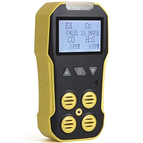 Basic 4 Gas Monitor with USA NIST Calibration - Portable Gas Detector for Industrial Safety, Confined Space Entry, and Workplace Air Quality Monitoring