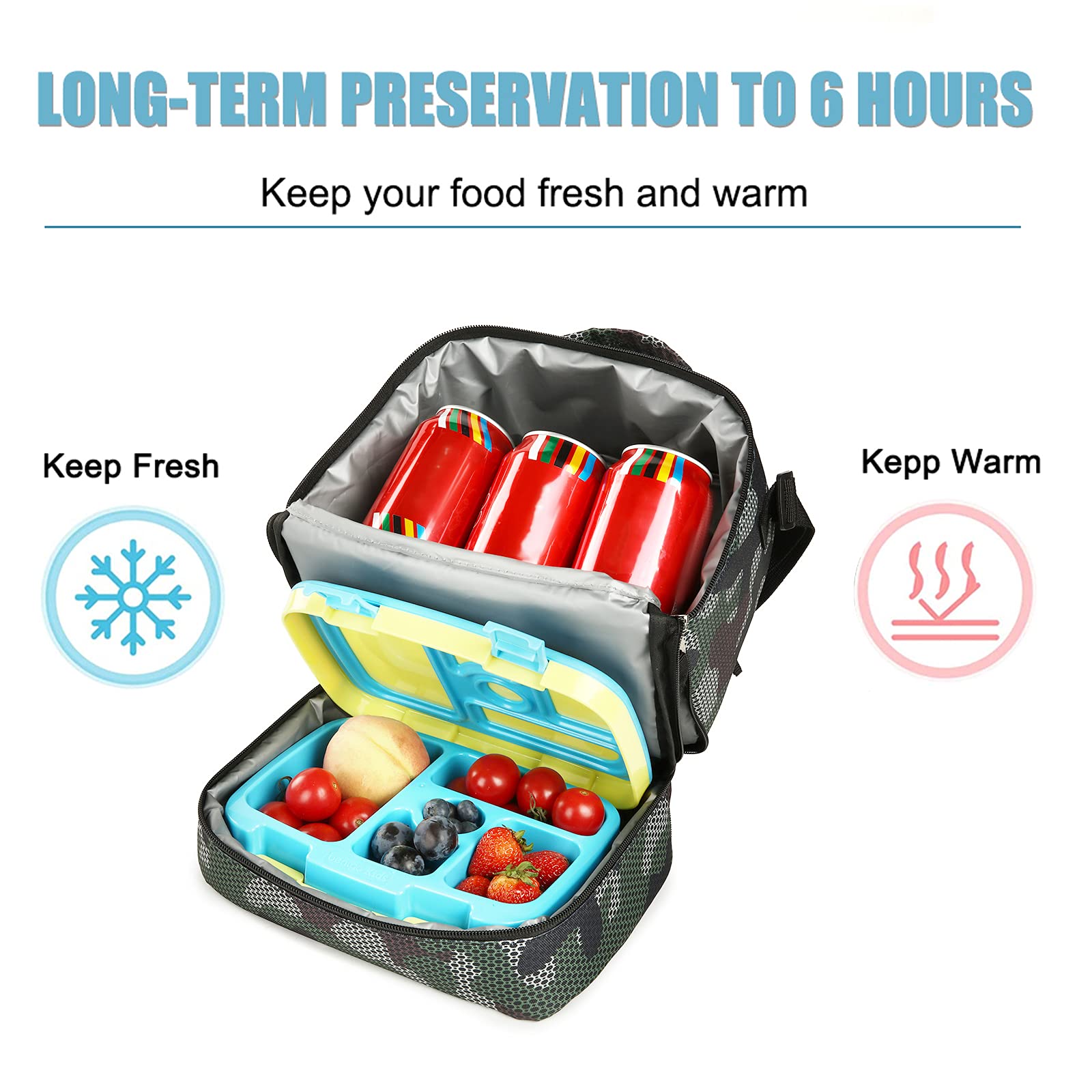 Tilami Insulated Lunch Bag with Adjustable Strap & Zipper - Water-Resistant Cooler Bag for Kids & Toddlers - Perfect for School, Picnics & Outdoor Activities (Tiger Design)