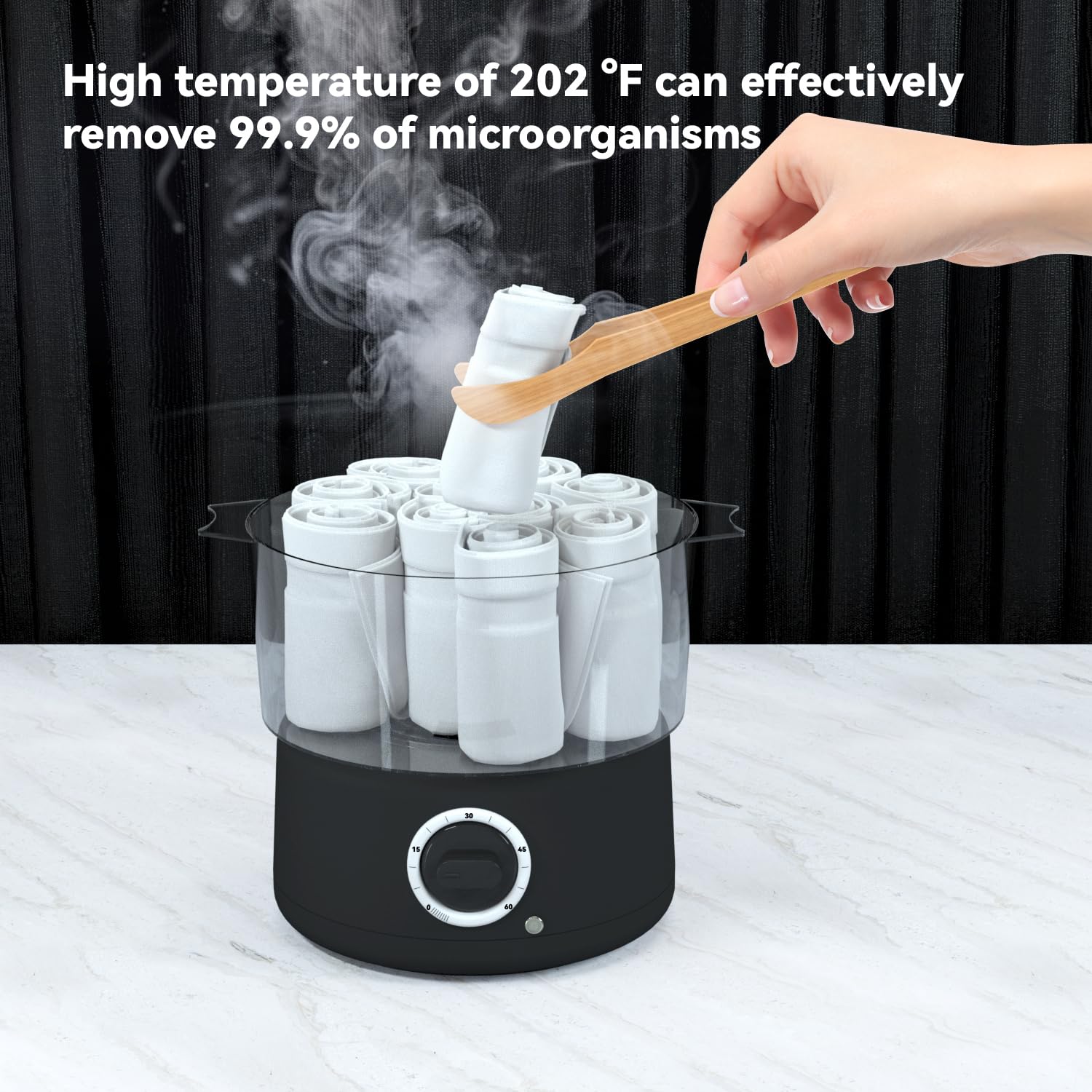 Fast Heating Towel Warmer for Spa & Salon - Portable Mini Facial Steamer Holds 8 Wet Towels - Perfect for Bathroom, Massage & Skincare (Black, Small)