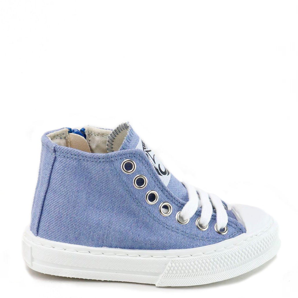 Papanatas Denim Hi-Top Sneakers for Men & Women - Vintage Style High Top Canvas Shoes for Casual Wear, Street Fashion, and Everyday Outfits