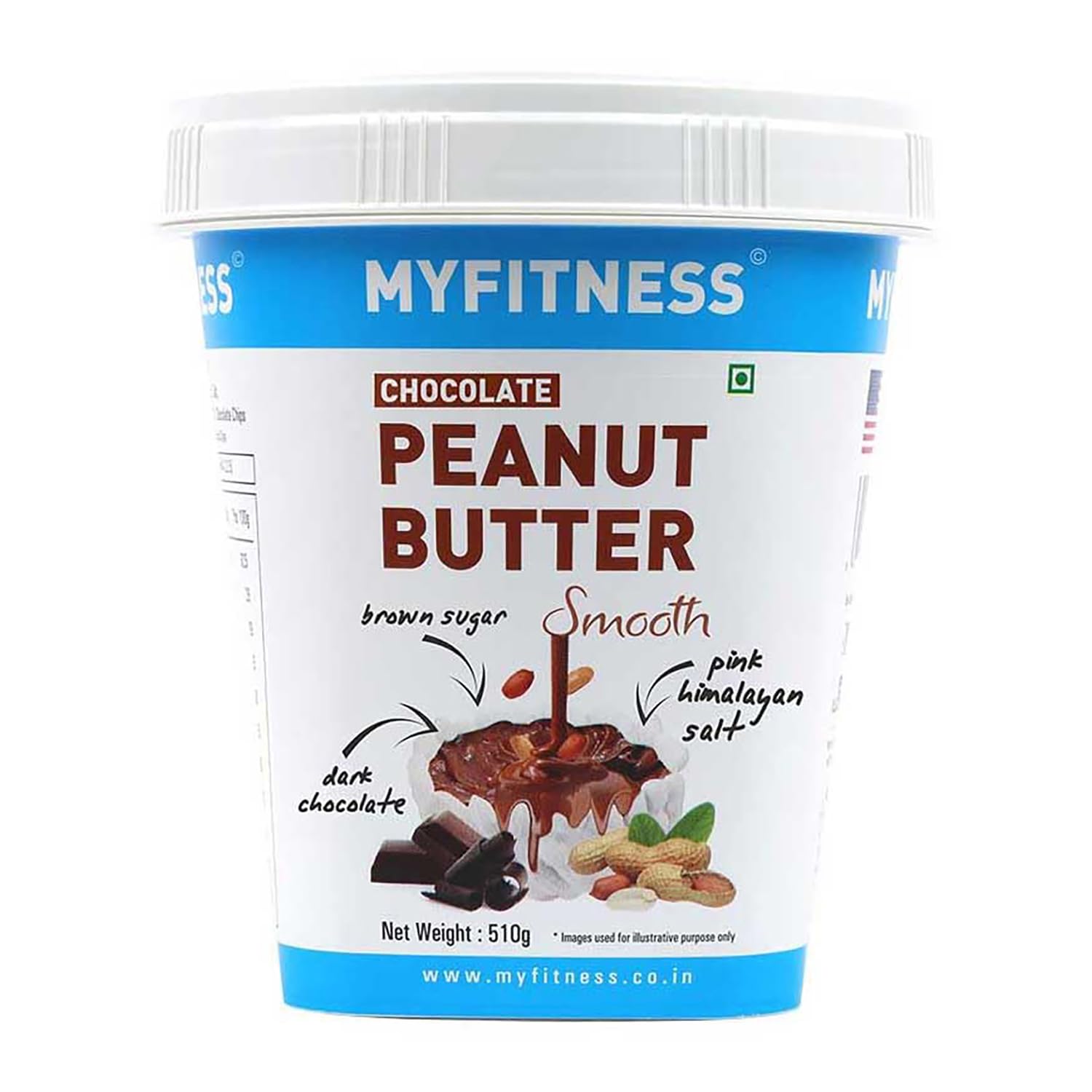 MYFITNESS All Natural Peanut Butter Chocolate Spread - Non-GMO, Gluten-Free, High Protein, No Preservatives - 510g | Healthy Snack for Smoothies, Toast & Baking - Made in USA