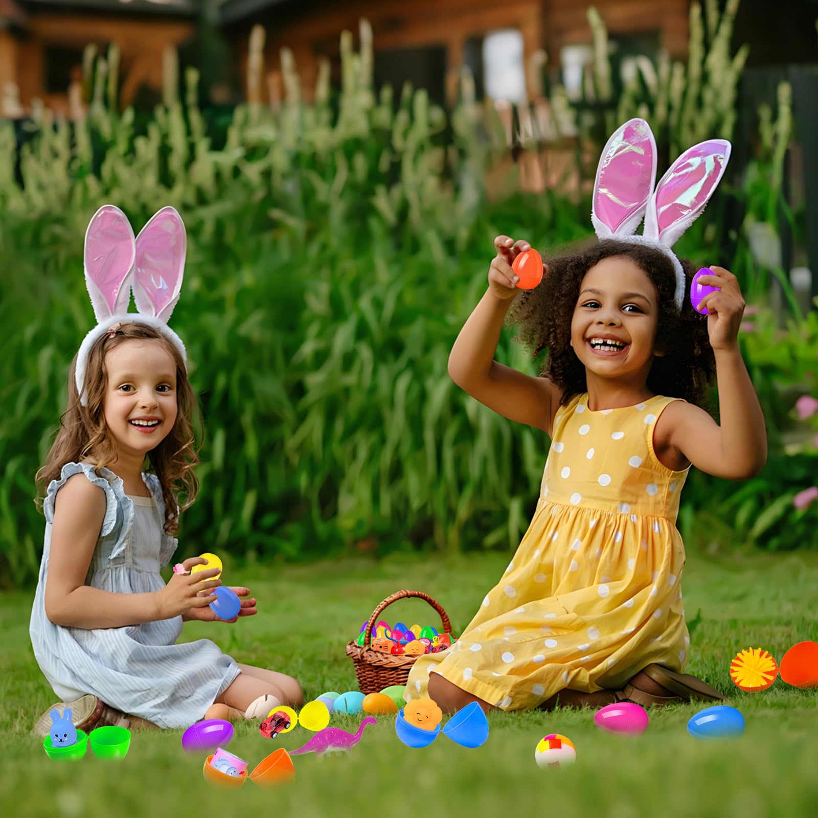 GOAUS 240-Piece Prefilled Easter Eggs with 120 Small Toys - Ready-to-Use Easter Egg Hunt Party Favors, Basket Stuffers & Kids Prizes for Easter Celebrations, Birthday Parties & Classroom Activities