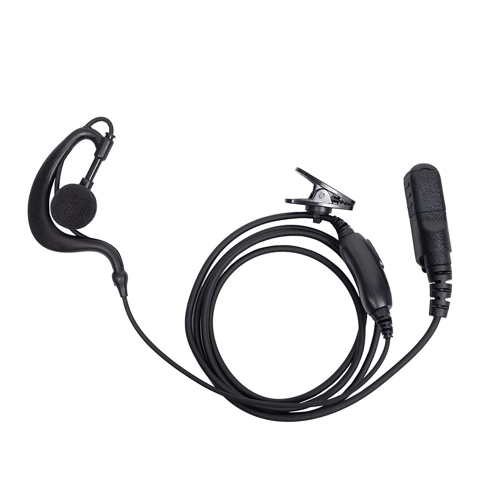 XPR 3500e Earpiece Headset with Mic & PTT for Motorola XPR3500 XPR3000 XPR3300 XPR3300e - G-Shape Two-Way Radio Accessory for Clear Communication in Security, Construction & Event Management