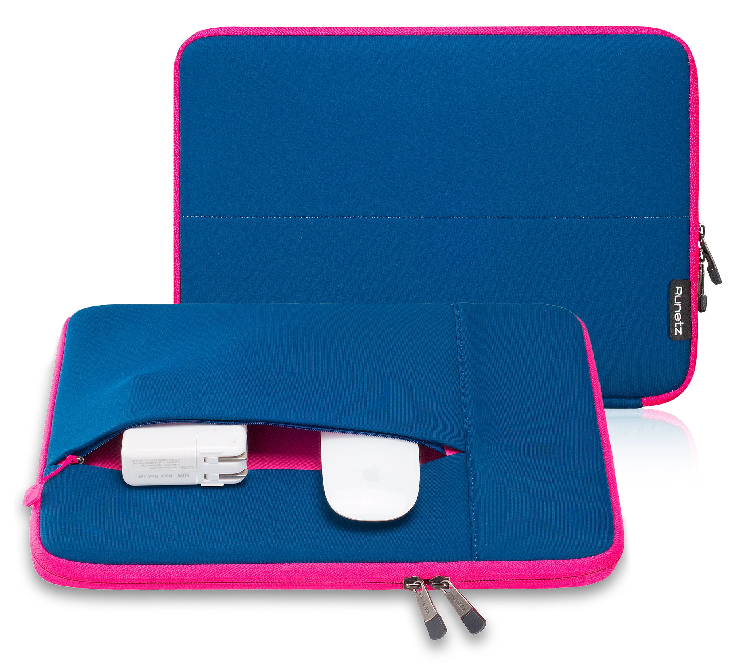 Runetz 14 Inch Laptop Sleeve for MacBook Pro 14 Inch (2021-2022, Model A2442 M1) - Neoprene Protective Case with Carrying Handle - Navy Blue - Perfect for Travel, Office & School Use