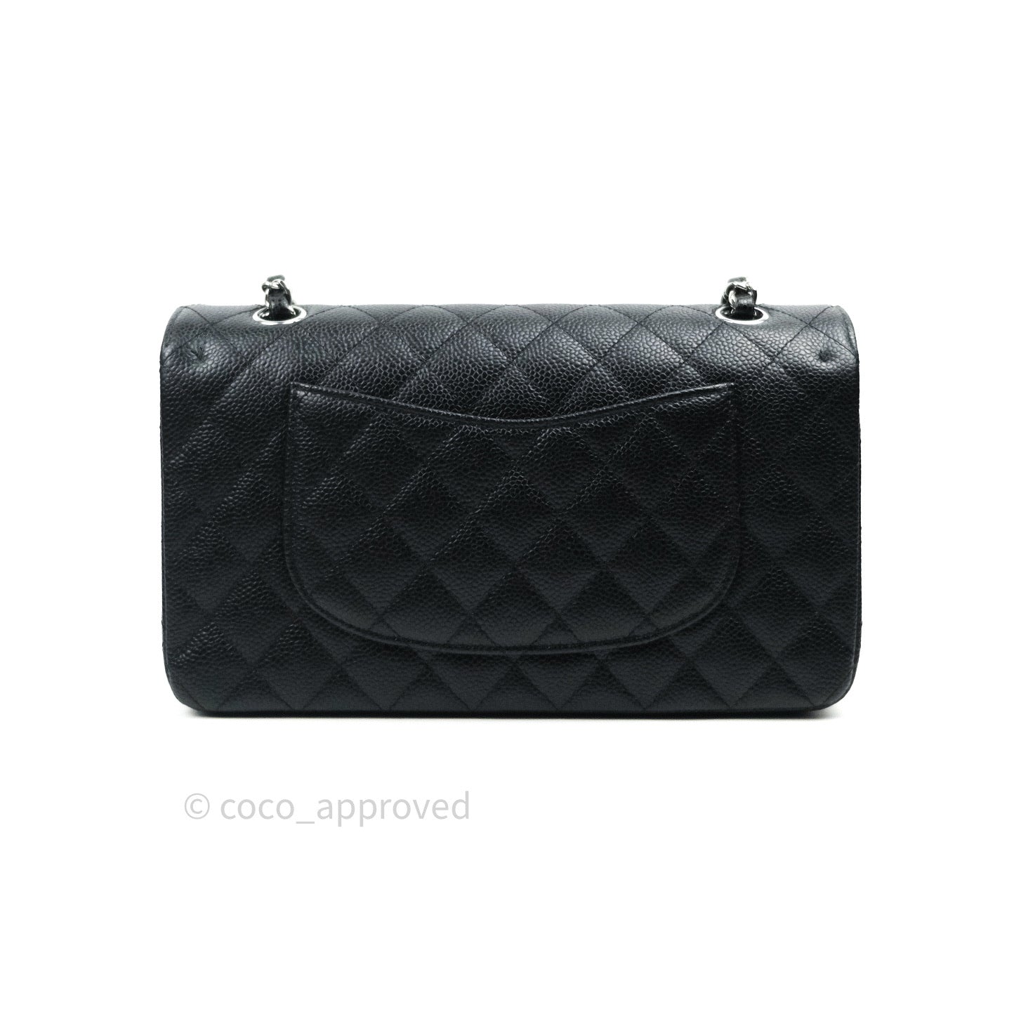 Chanel Classic M/L Medium Double Flap Bag Black Caviar Leather with Silver Hardware - Luxury Designer Handbag for Women, Perfect for Work, Evening Events & Special Occasions