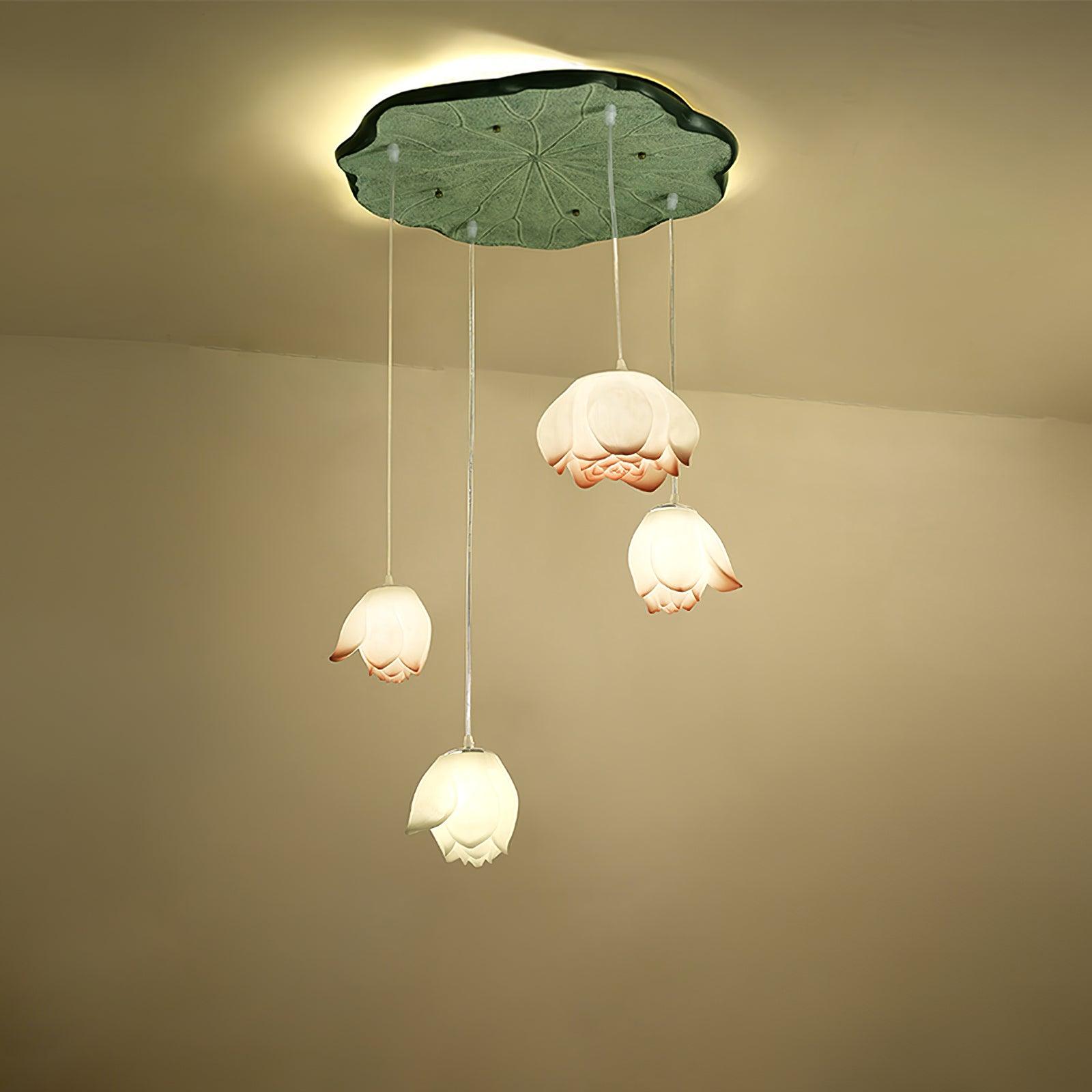Elegant Lotus Flower Chandelier - Modern Crystal Ceiling Light Fixture for Living Room, Bedroom & Dining Room Decor