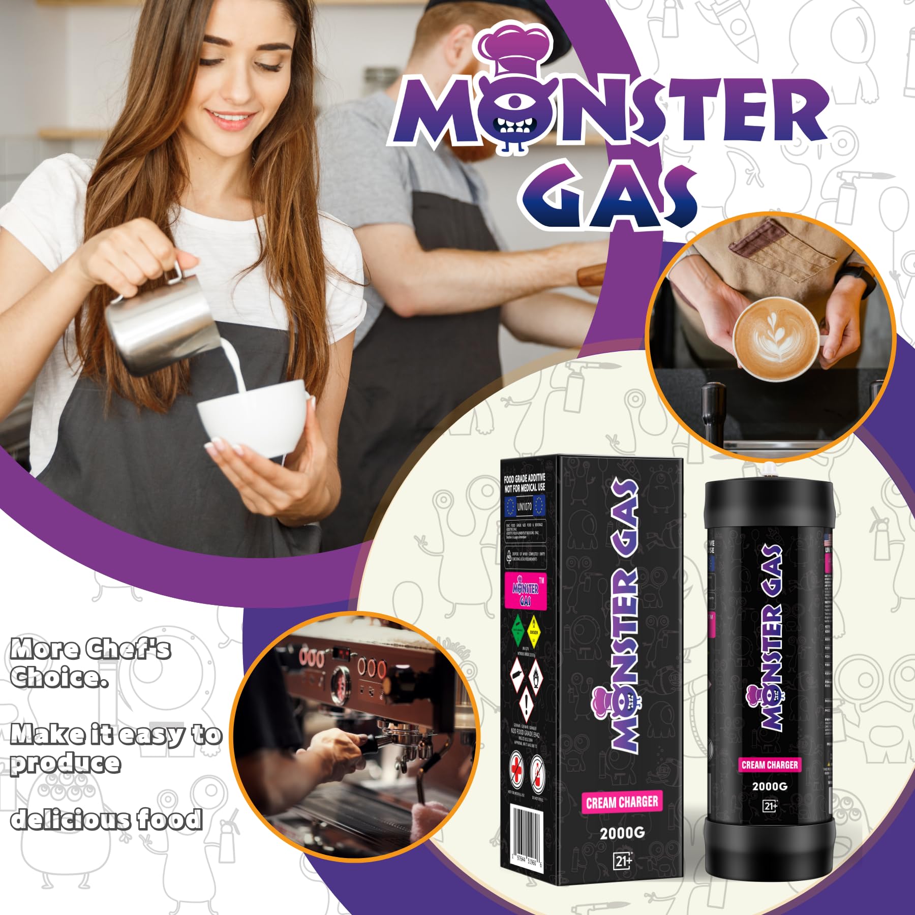 Premium 3.3L N2O Whipped Cream Charger - 2000G Nitrous Oxide Tank (2 Cylinders) for Professional Desserts & Coffee Toppings - Perfect for Bakeries, Cafes & Home Chefs