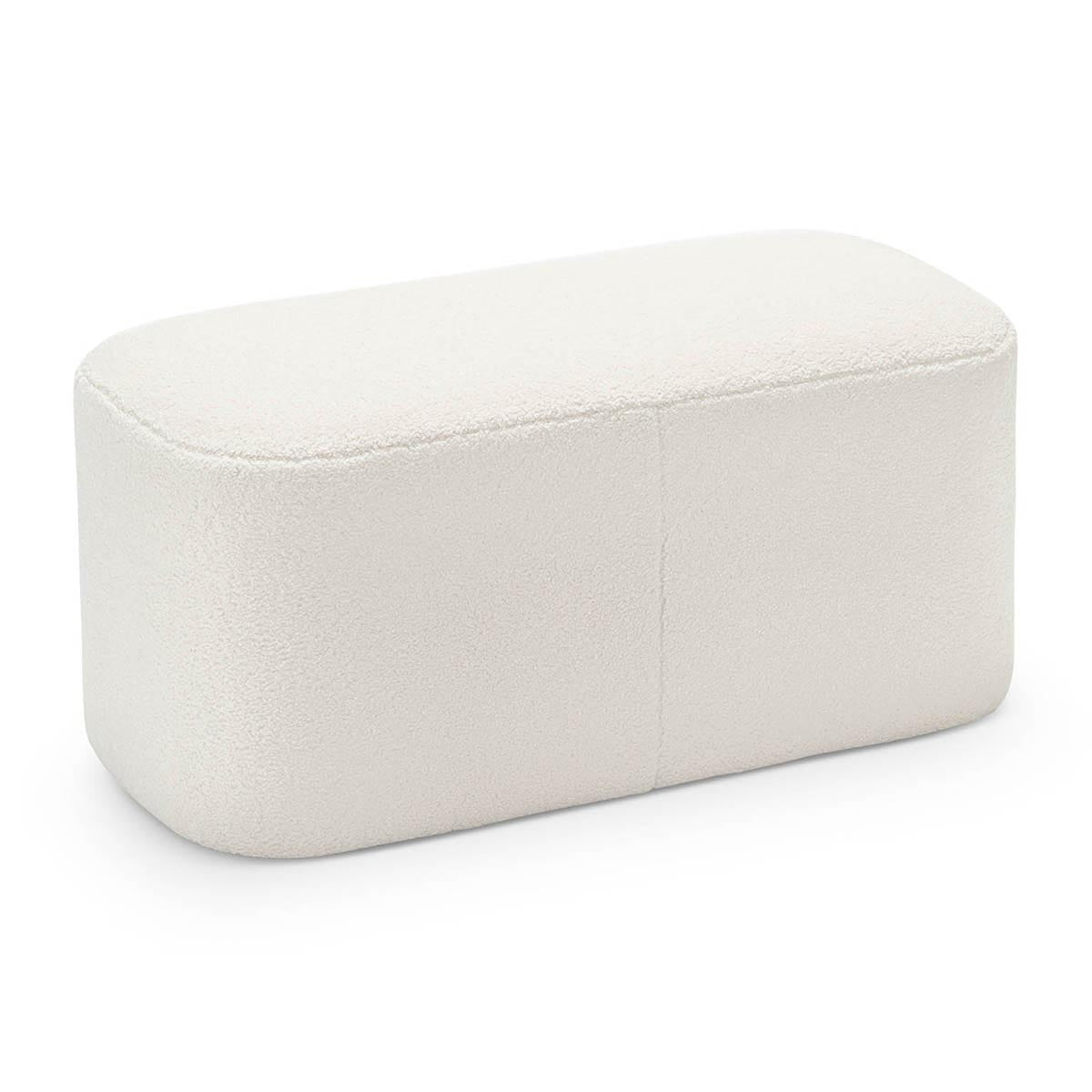 Ayla Boucle Rectangle Ottoman - Modern Upholstered Storage Bench for Living Room, Bedroom & Entryway - Soft Velvet Fabric with Sturdy Wooden Legs - Perfect for Extra Seating & Home Decor