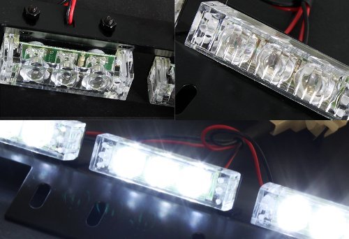 54 LED Emergency Strobe Lights - Green & White for Vehicle Grille & Deck - Road Safety Warning