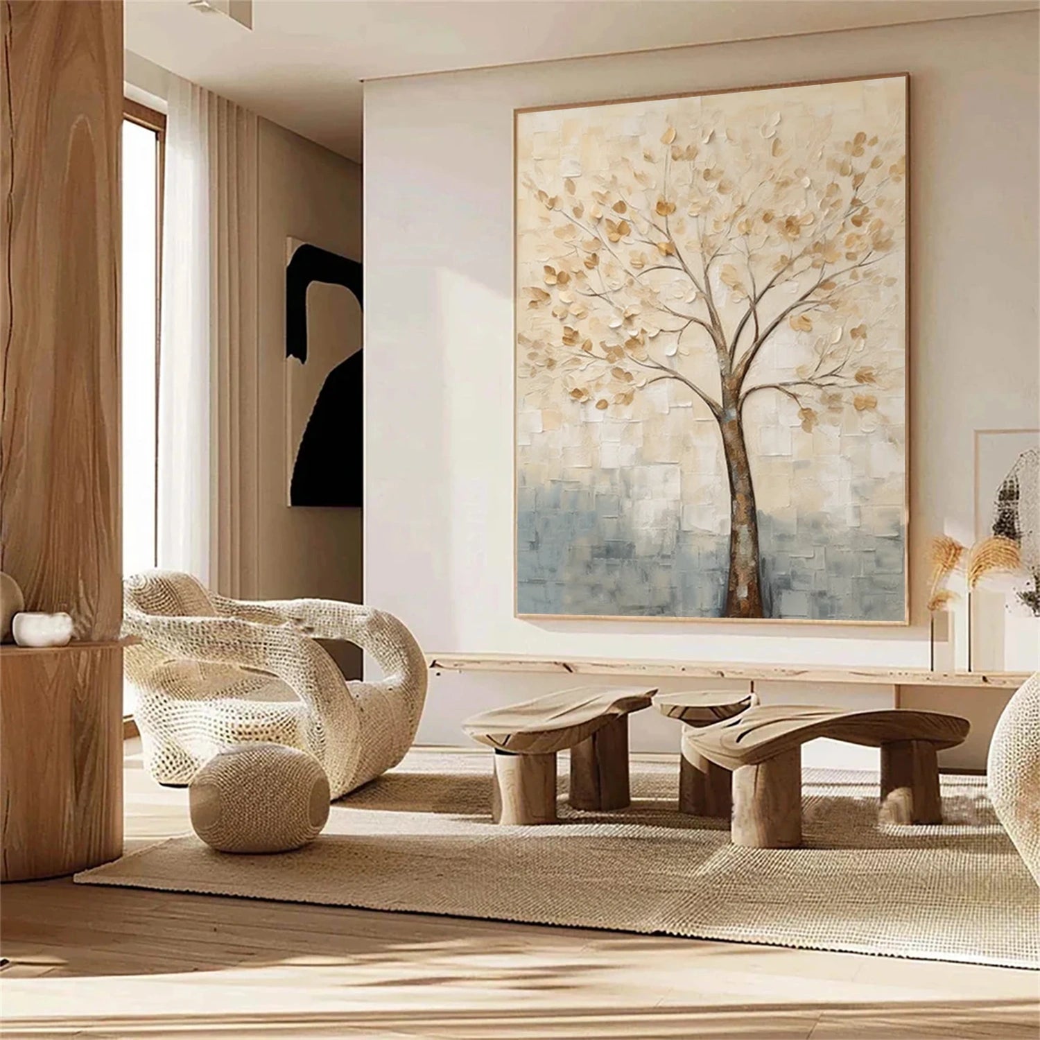 Flower and Tree Painting #FT 207 - Handmade Canvas Wall Art for Home & Office Decor - Perfect for Living Room, Bedroom, or Gift