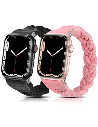 Stretchy Braided Solo Loop Band for Apple Watch 38mm 40mm 41mm 42mm 44mm 45mm 49mm - Comfortable Elastic Woven Strap Compatible with iWatch Series 8/7/6/5/4/3/2/1 & SE - Perfect for Workouts, Running & Everyday Wear