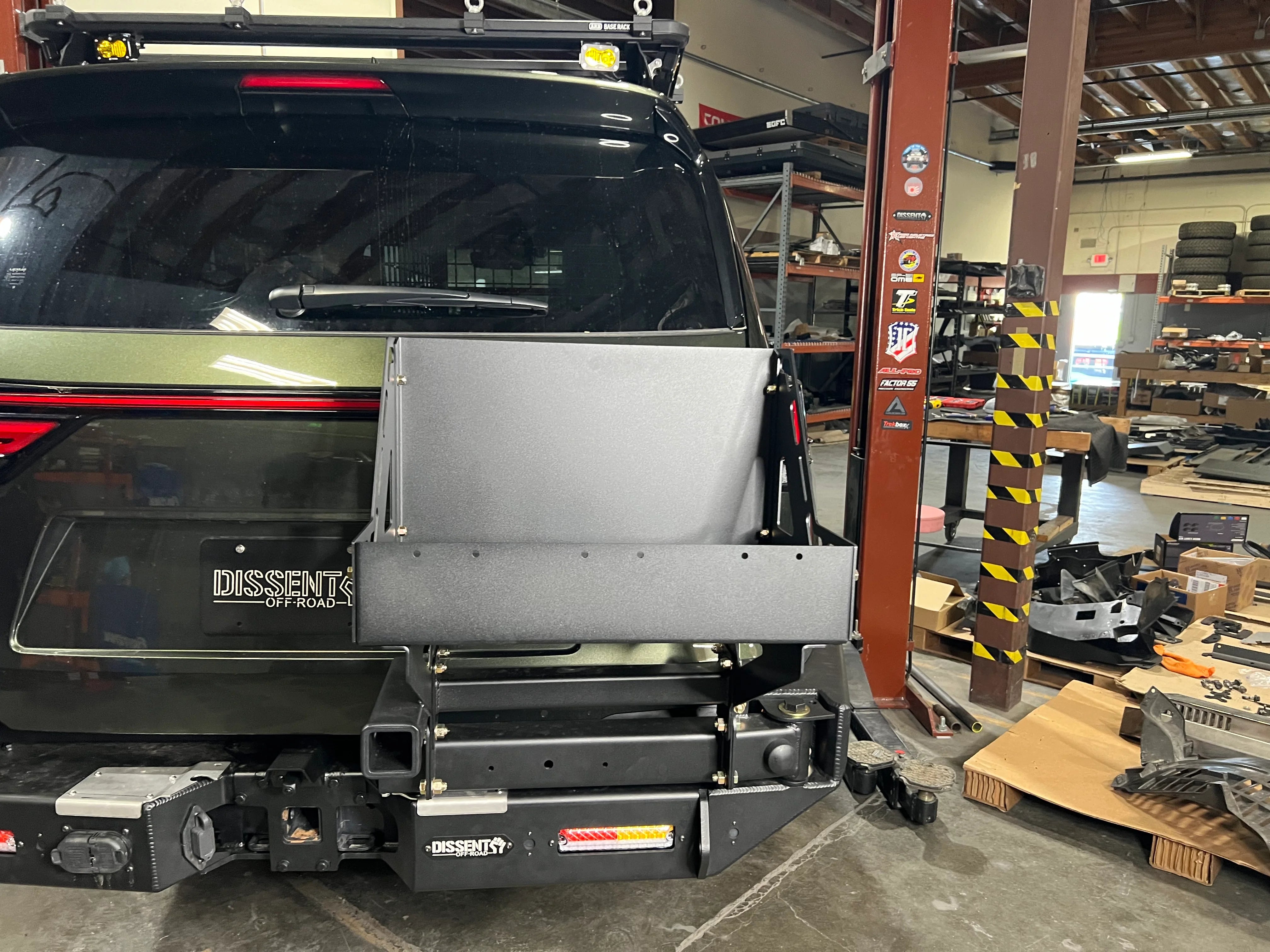 Dissent Off Road Triple Jerry Can Basket Swing Out for Modular Rear Bumper - Heavy Duty Spare Tire Carrier for Jeep Wrangler & Off-Road Adventures