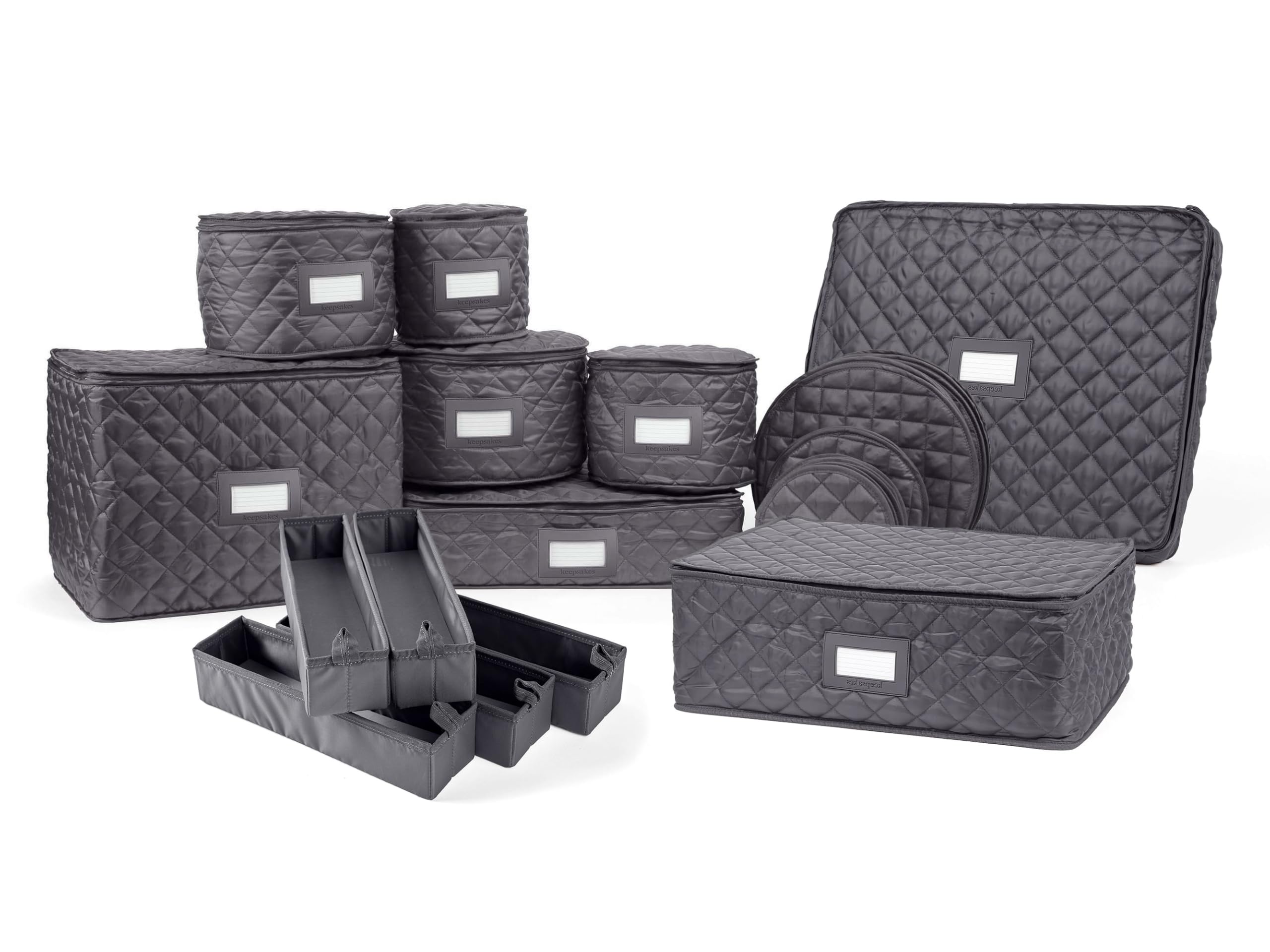 Covermates Keepsakes Dish Storage Set - Padded Protection with ID Window, Stain Resistant & Machine Washable - Organize China, Slate & More - Perfect for Kitchen Storage, Moving & Home Organization