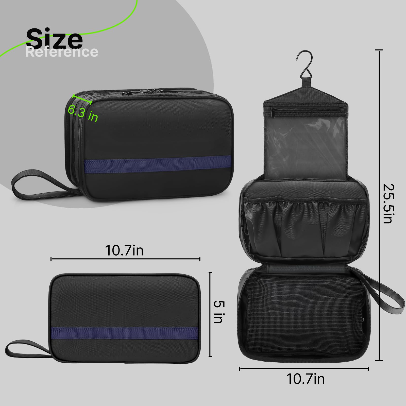 Men's Travel Toiletry Bag with Wet & Dry Separation - Waterproof PVC Compartment, Double Zipper & Extra Pockets for Organized Storage | Perfect for Gym, Business Trips & Vacation Packing