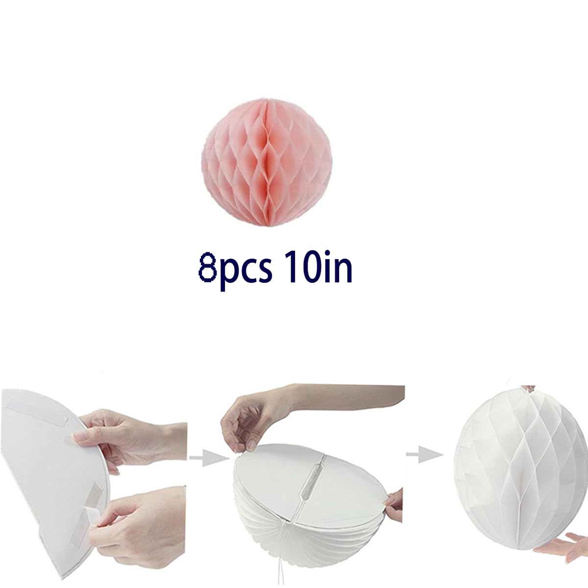 8-Pack 10 Inch Paper Honeycomb Balls - Decorative Tissue Pom Poms for Birthday Party, Wedding, Nursery, Baby Shower & Home Decor (10 Inch, Baby Pink) | Perfect for Ceiling Decorations, Photo Backdrops & Event Centerpieces