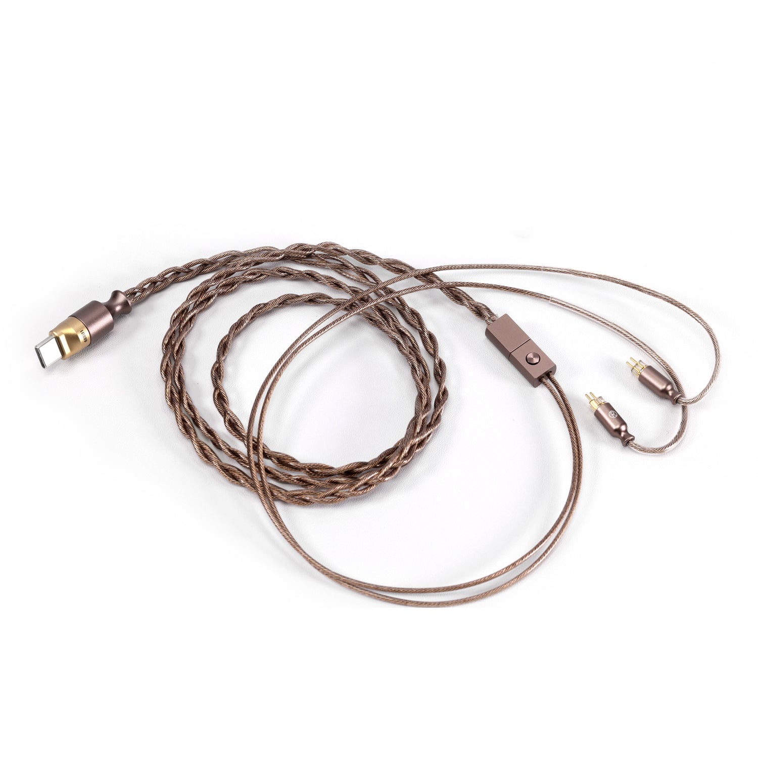 DD ddHiFi M130B Coffee USB C to 3.5mm Audio Upgrade Cable with Microphone - High-Quality Replacement Cable for Headphones, Earbuds - Perfect for Music Lovers, Gamers & Audiophiles (Open Box)