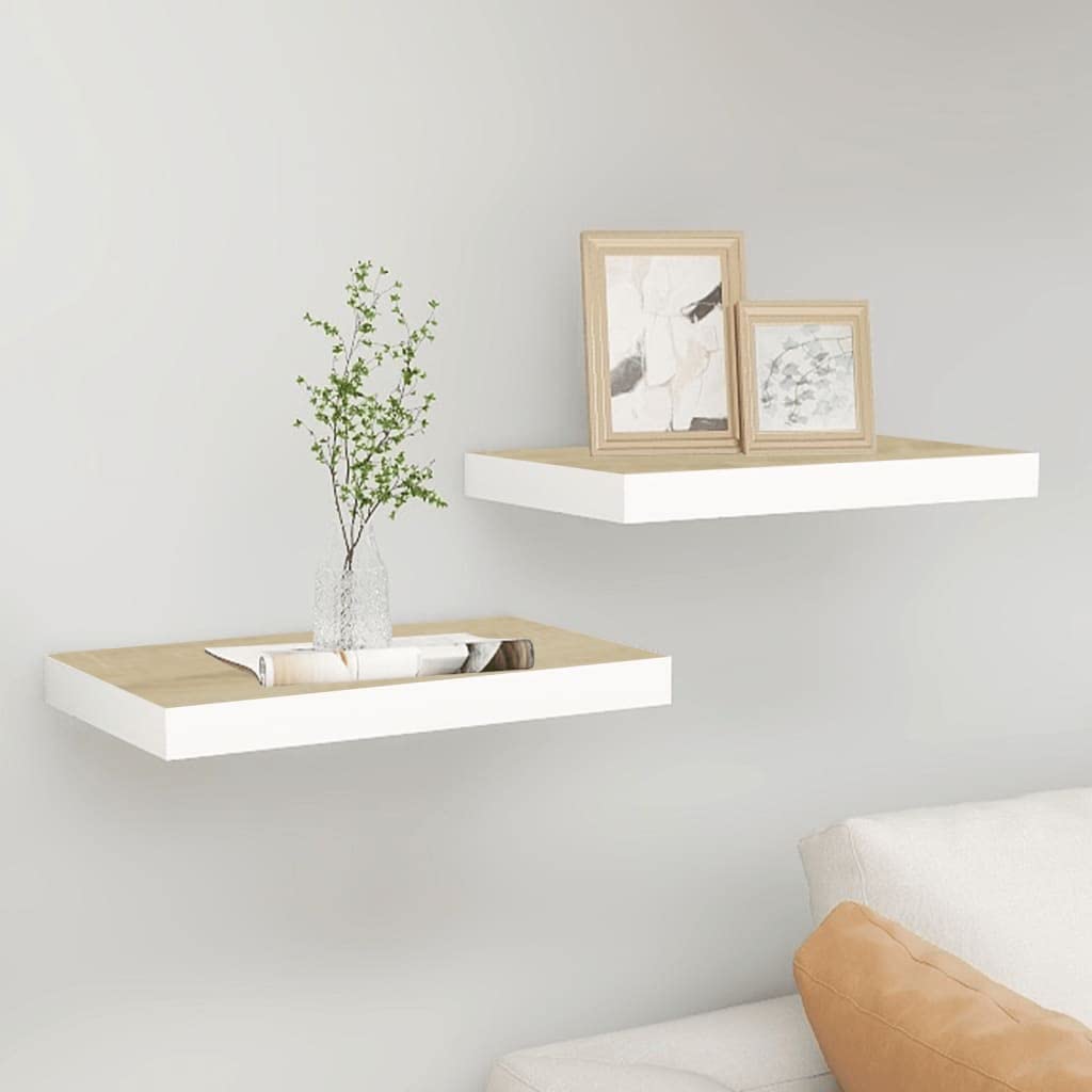 Floating Wall Shelves Set of 2 - Modern Invisible Mounting Display Shelves for Bedroom, Living Room, Kitchen, Office & Bathroom - 15.7