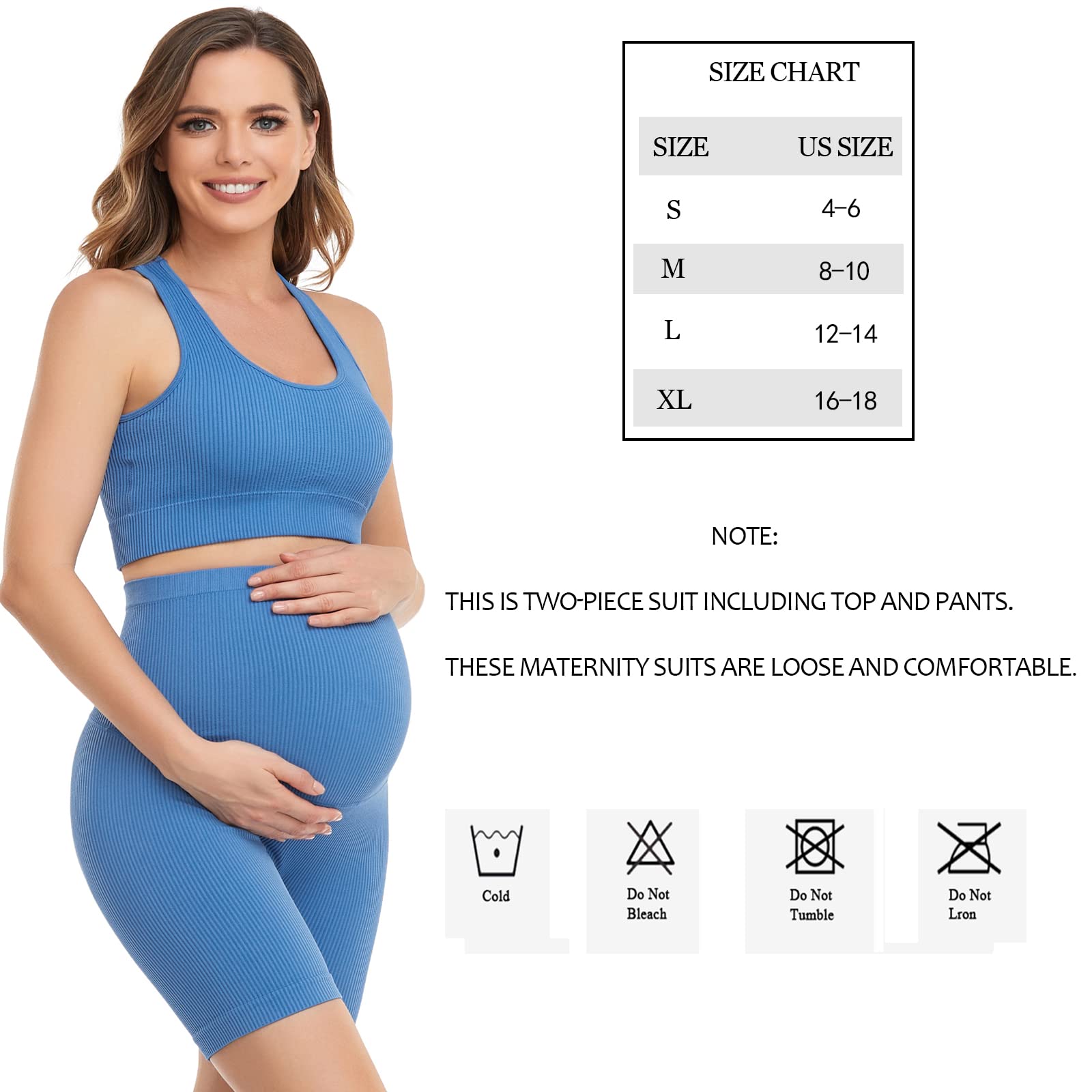 Women's Maternity 2-Piece Outfit Set - Comfortable Nursing Bra & Stretchy Shorts for Pregnancy - Yoga, Workout & Lounge Wear - Perfect for Prenatal Exercise, Relaxing at Home & Breastfeeding