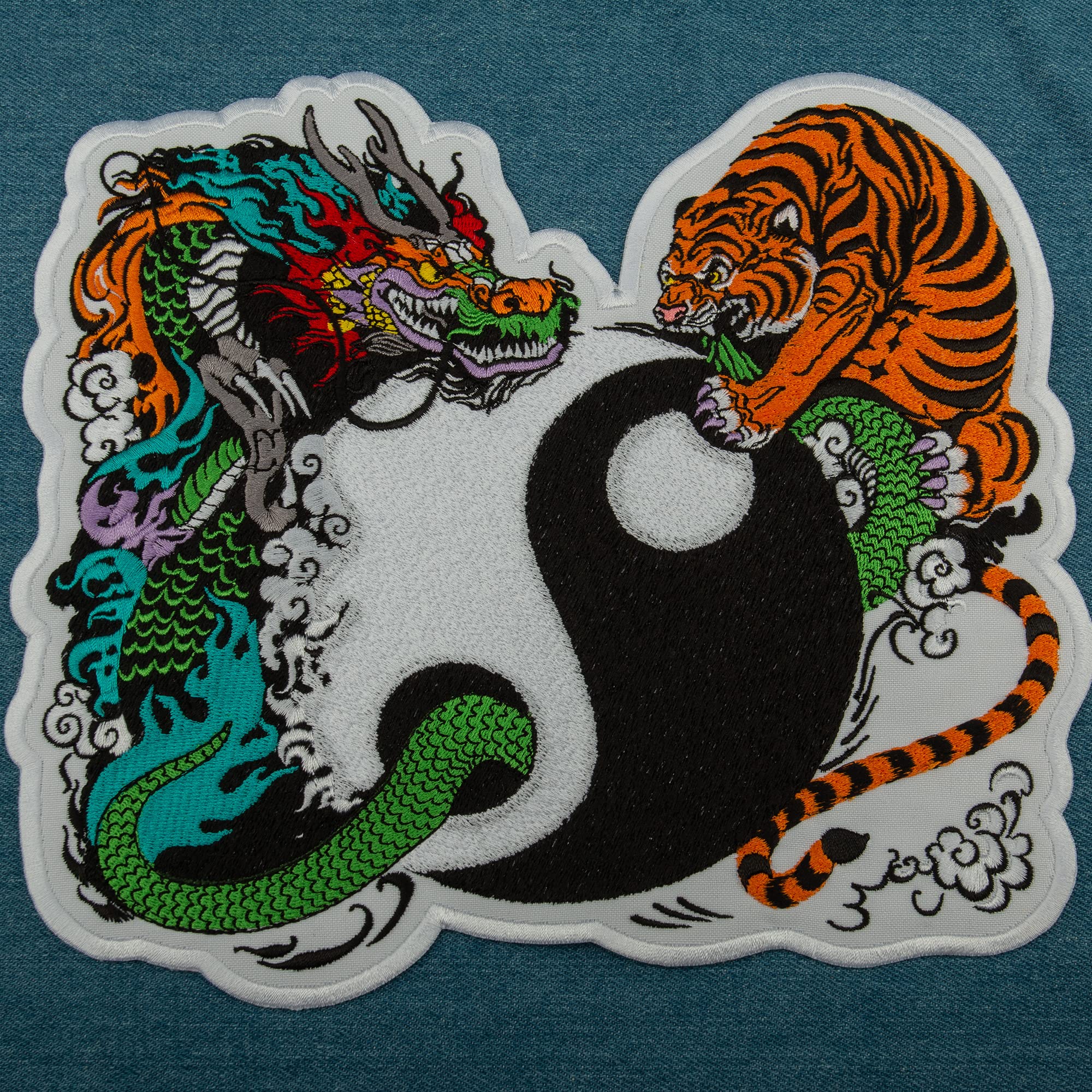 Yin Yang Dragon Tiger Embroidered Iron On Patch 8