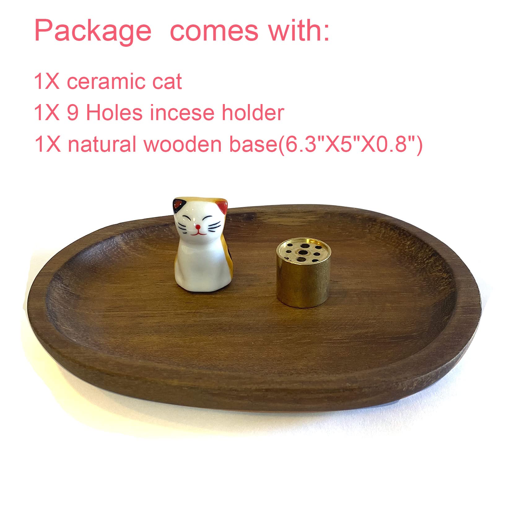 Natural Wooden Incense Holder - Cat Shaped Incense Burner for Aromatherapy & Meditation (Orange Cat Design) | Perfect for Home Decor, Yoga Studios & Relaxation Spaces