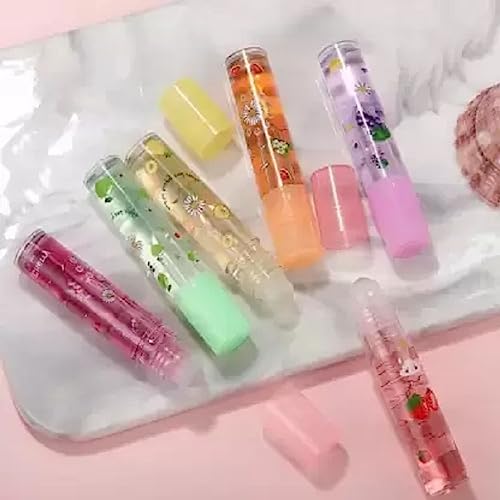 Best Transparent Moisturizing Fruity Roll On Lip Oil - Hydrating & Glossy Lip Care with Natural Fruit Extracts - Perfect for Daily Use, Makeup Looks & Dry Lips