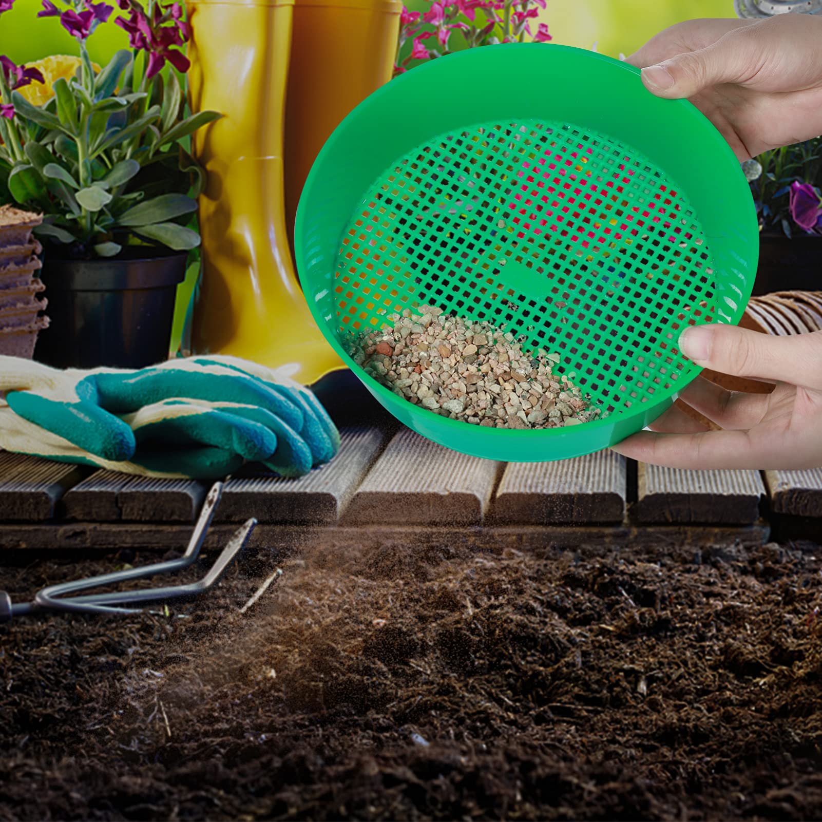 Hemoton 2-Piece Stone Riddle Bonsai Tools Set - Soil Sifter, Sand Filter, and Gardening Sieve for Planting, Gardening, and Landscaping | Perfect for Bonsai Care, Potting Mix Screening, and Garden Soil Filtering