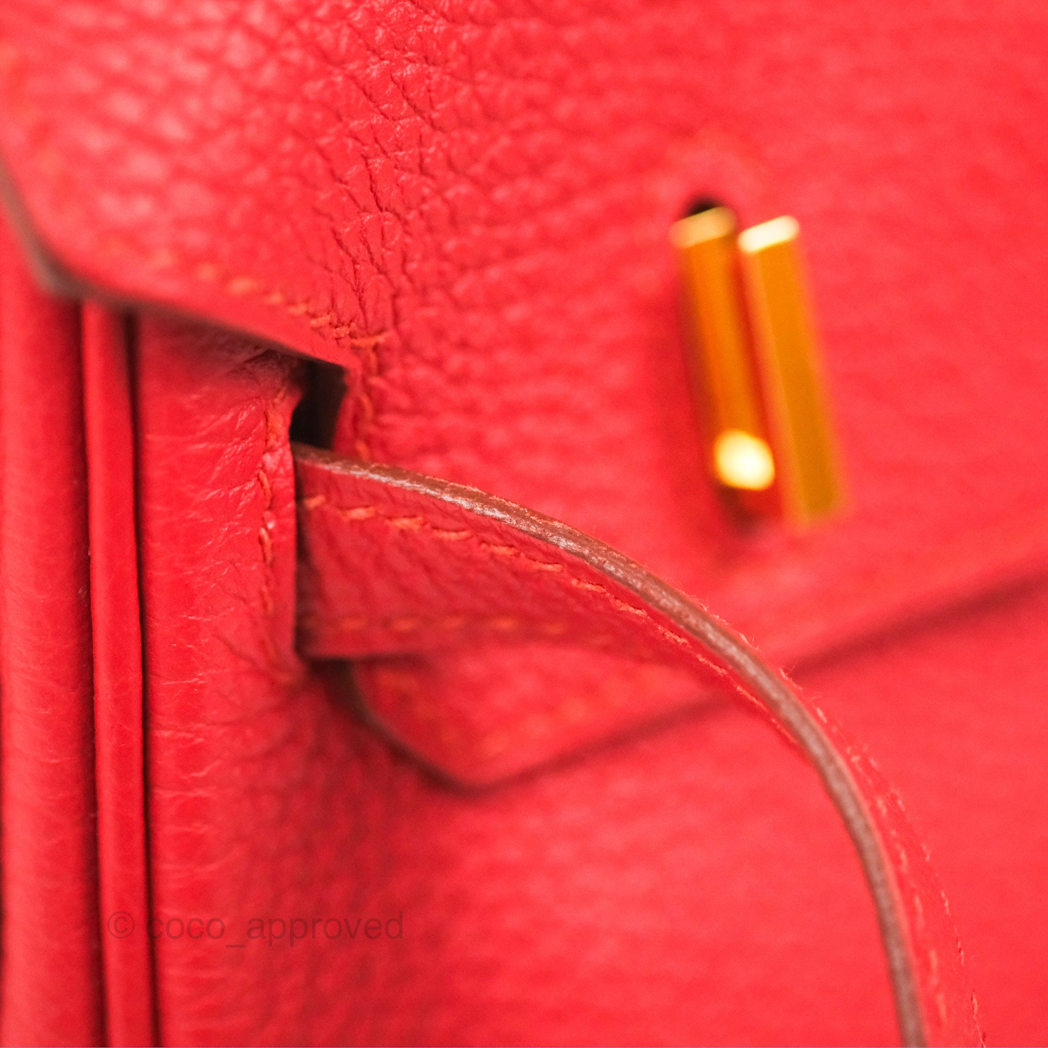 Hermes Birkin 25 Togo Leather Handbag in Rouge Vermillon with Gold Hardware - Luxury Designer Purse for Women, Perfect for Work, Travel & Special Occasions