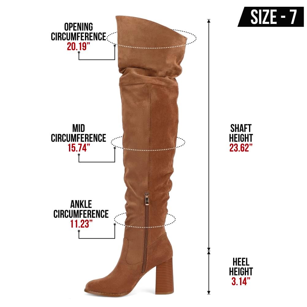 Mattiventon Women's Over The Knee Boots - Thigh High Block Heel Stretch Suede Chunky Boots with Zipper | Fashion Winter Boots for Casual Outfits, Party & Date Night