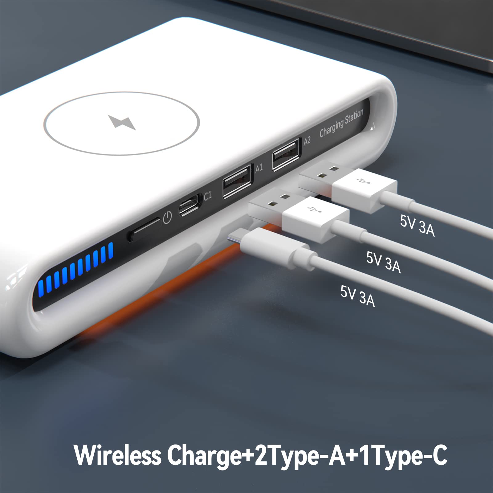30W Fast Wireless Charging Station with USB-C Ports - Multi-Device Charger for iPhone 15/14/13/12/Pro Max, Google Pixel - Perfect for Home, Office & Travel Use