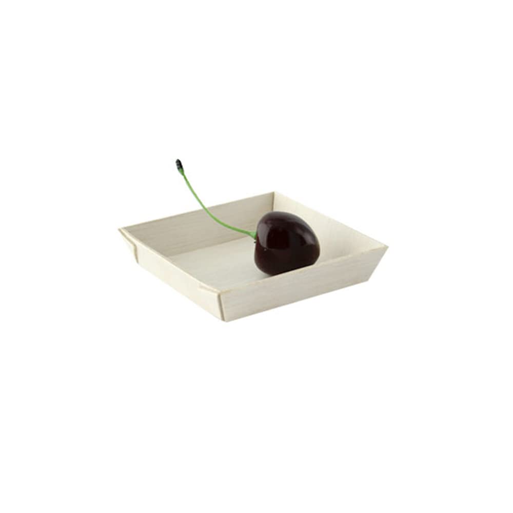 PacknWood Square Samurai Wooden Tray - Eco-Friendly Biodegradable Serving Dish for Charcuterie | Decorative Wooden Tray for Living Room, Bedroom, Kitchen & Entryway | Perfect for Parties, Cheese Boards & Home Decor (2oz - 200pcs)