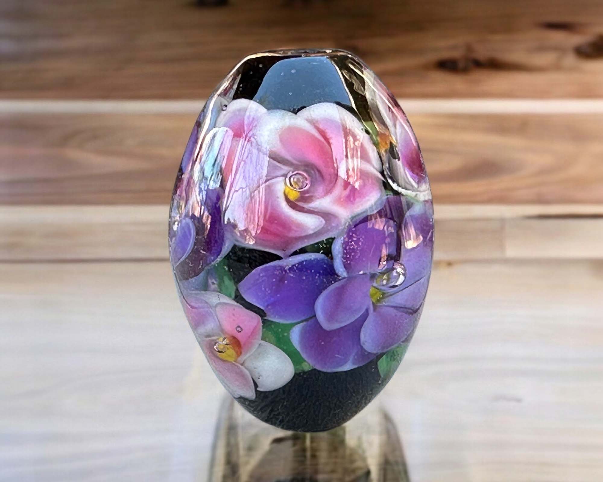 Spring Blooms Floral Lampwork Focal Bead SRA - Handmade Glass Bead for Jewelry Making, DIY Crafts & Home Decor | Perfect for Necklaces, Bracelets, Scrapbooking & Gift Giving