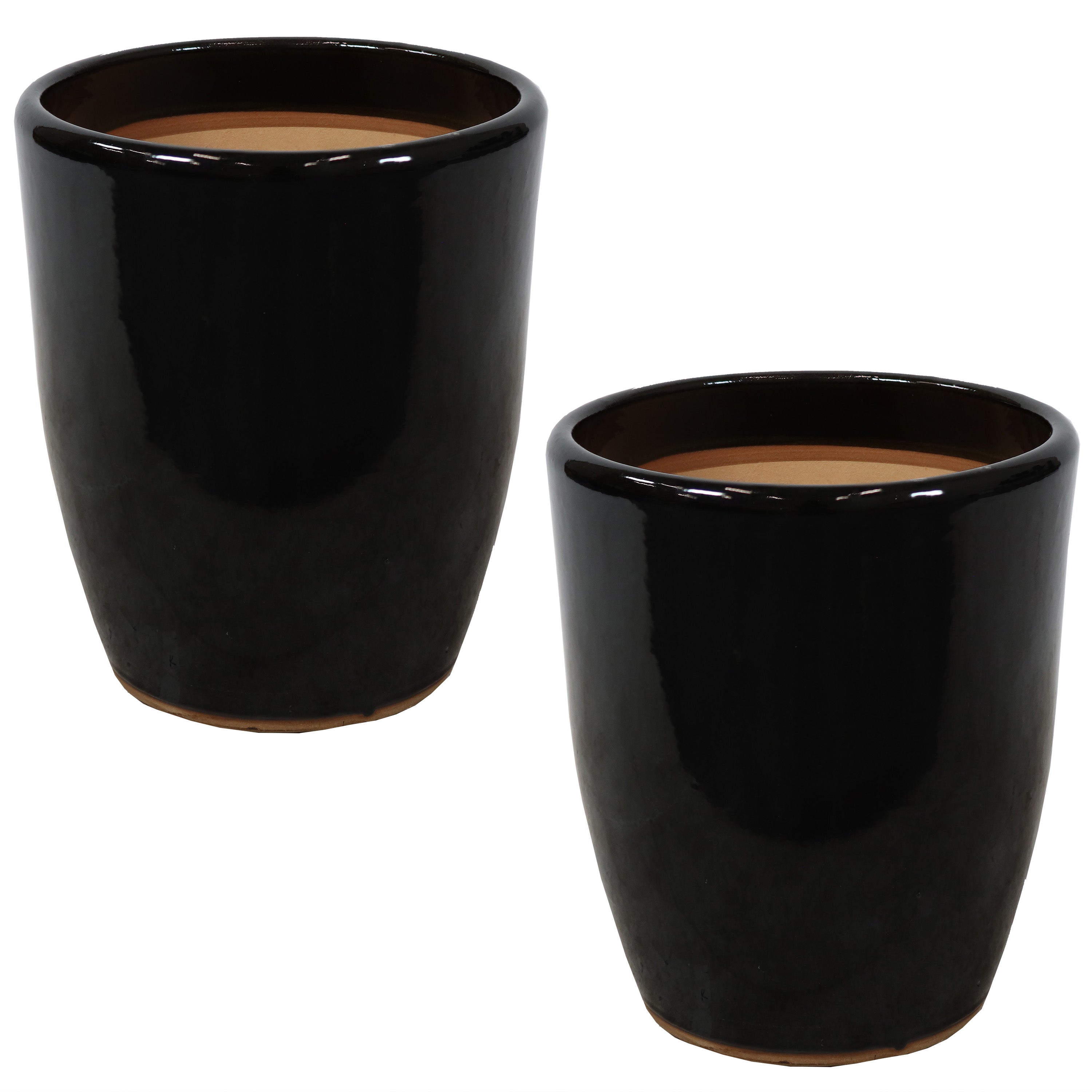 Set of 2 Sunnydaze Captivating Vista Ceramic Planters - 11 Inch Decorative Flower Pots for Indoor & Outdoor Plants, Home Garden Decor