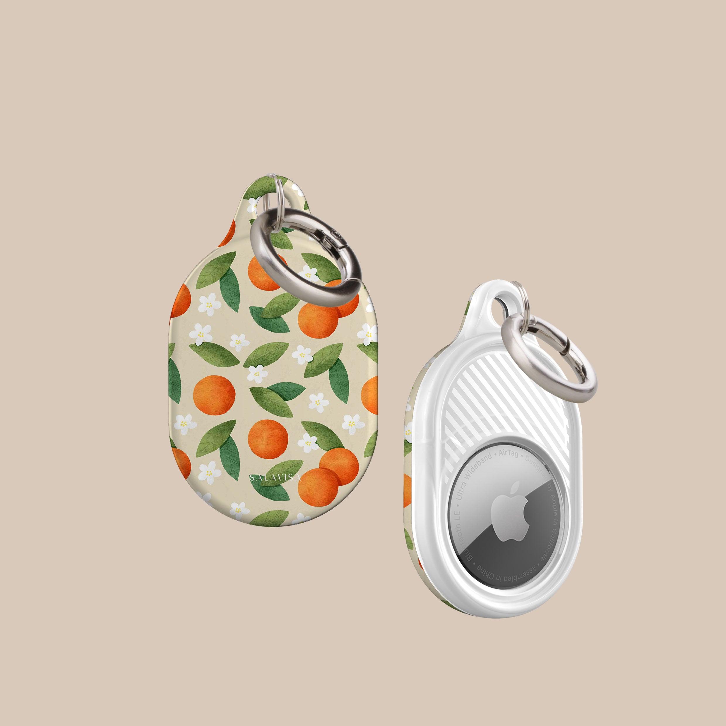 Tangerine Summer Mix AirTag Holder - Stylish & Durable Keychain for Apple AirTag - Perfect for Travel, Luggage, Bags & Keys Tracking