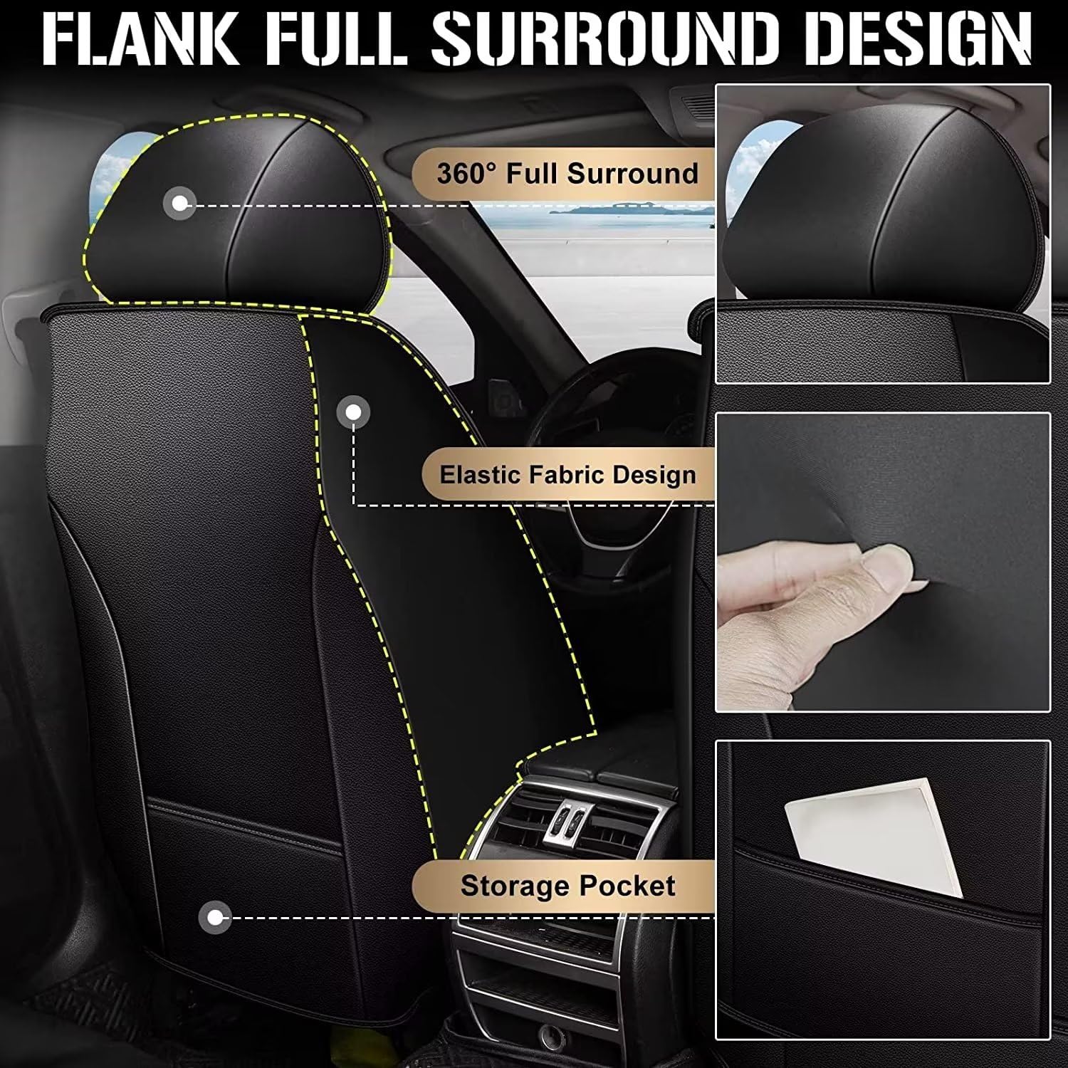 Premium TTX LIGHTING Custom Fit Car Seat Covers for Honda Civic 2003-2015 - Faux Leather with Airbag Compatibility (2 Front Seats, Black) | Perfect for Daily Commuting & Road Trips