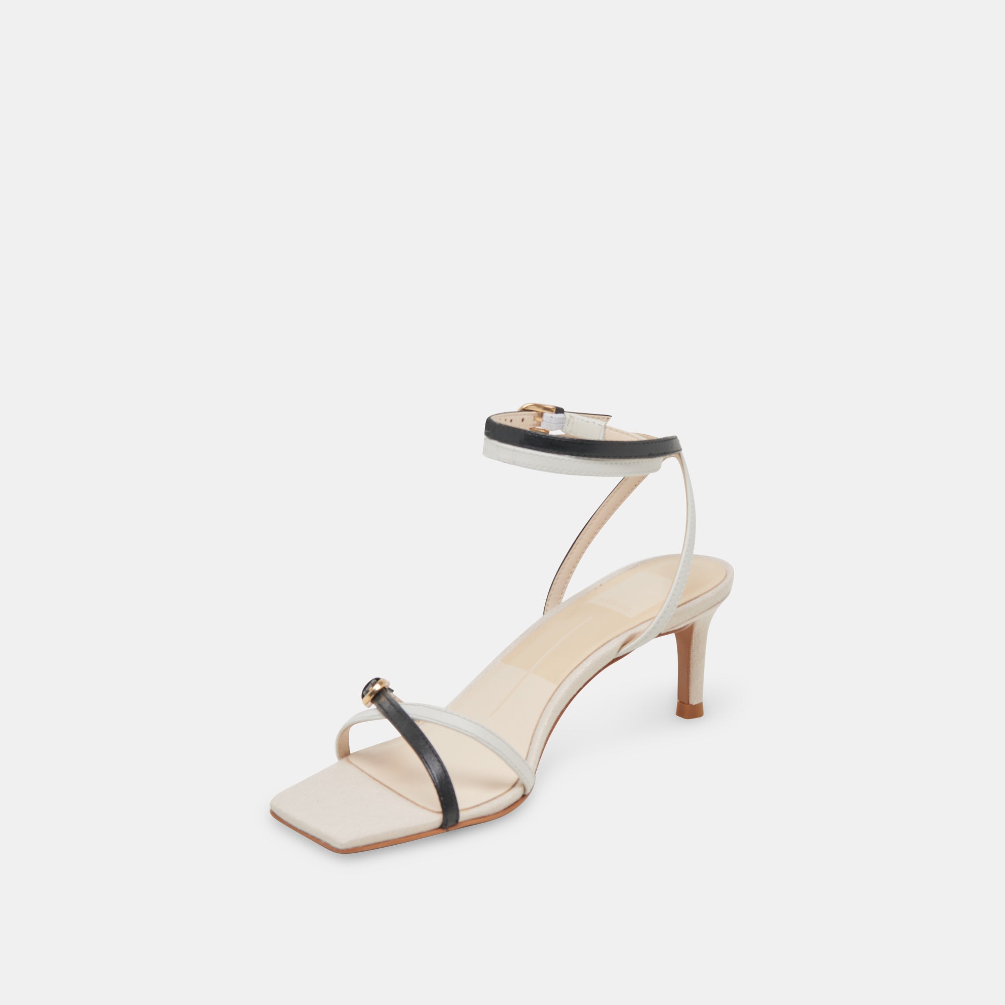 Bamby Women's White and Black Leather High Heels - Stylish Dress Shoes for Party, Wedding, and Evening Events