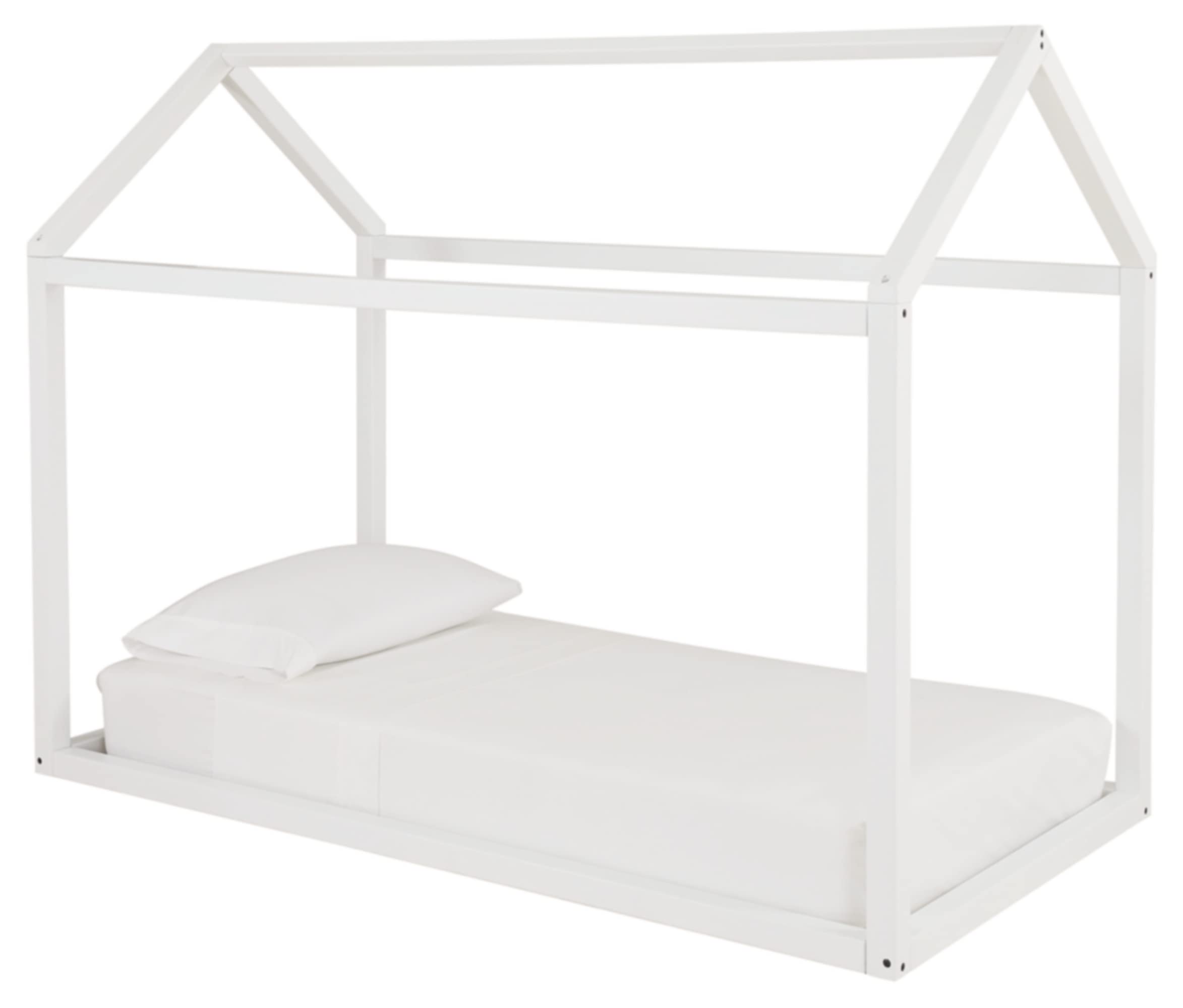 Signature Design by Ashley Flannibrook Contemporary Twin Size House Bed Frame in White - Modern Kids Bedroom Furniture for Small Spaces & Guest Rooms